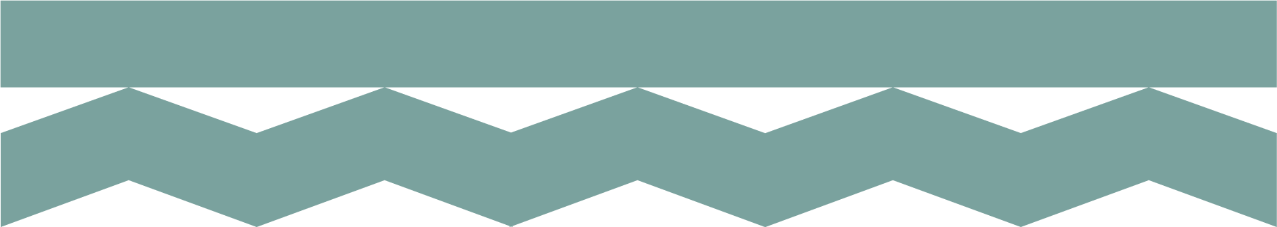 A stylized illustration of a mountain with layers of jagged peaks, in a muted teal color.