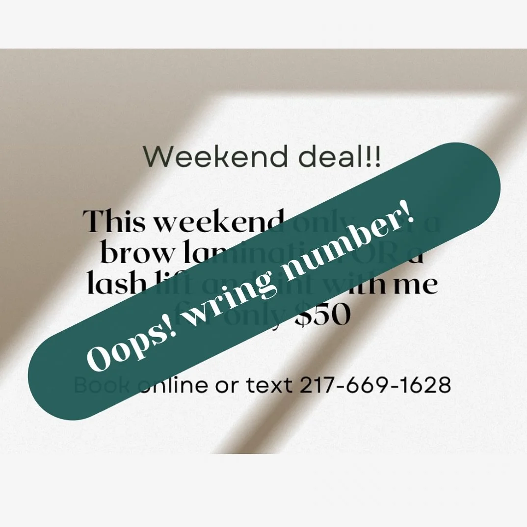 Whoops! Sent you to a &ldquo;mystery hotline!&rdquo; 

Here&rsquo;s the correct info!
Verdantsalonandsuites.com/shelbi 

Text our system: 217-699-1628
Or send a DM! 

We will honor Shelbi&rsquo;s $50 deal all this week! ($50 brow lamination or lash l