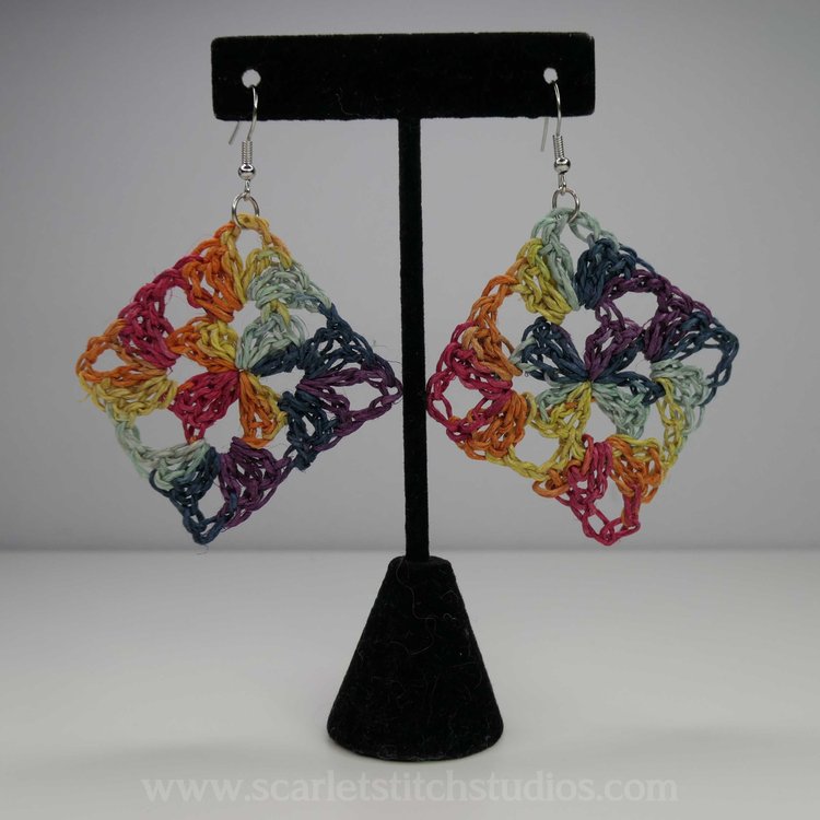 Granny Square Earring Free Pattern — Scarlet Stitch Studios