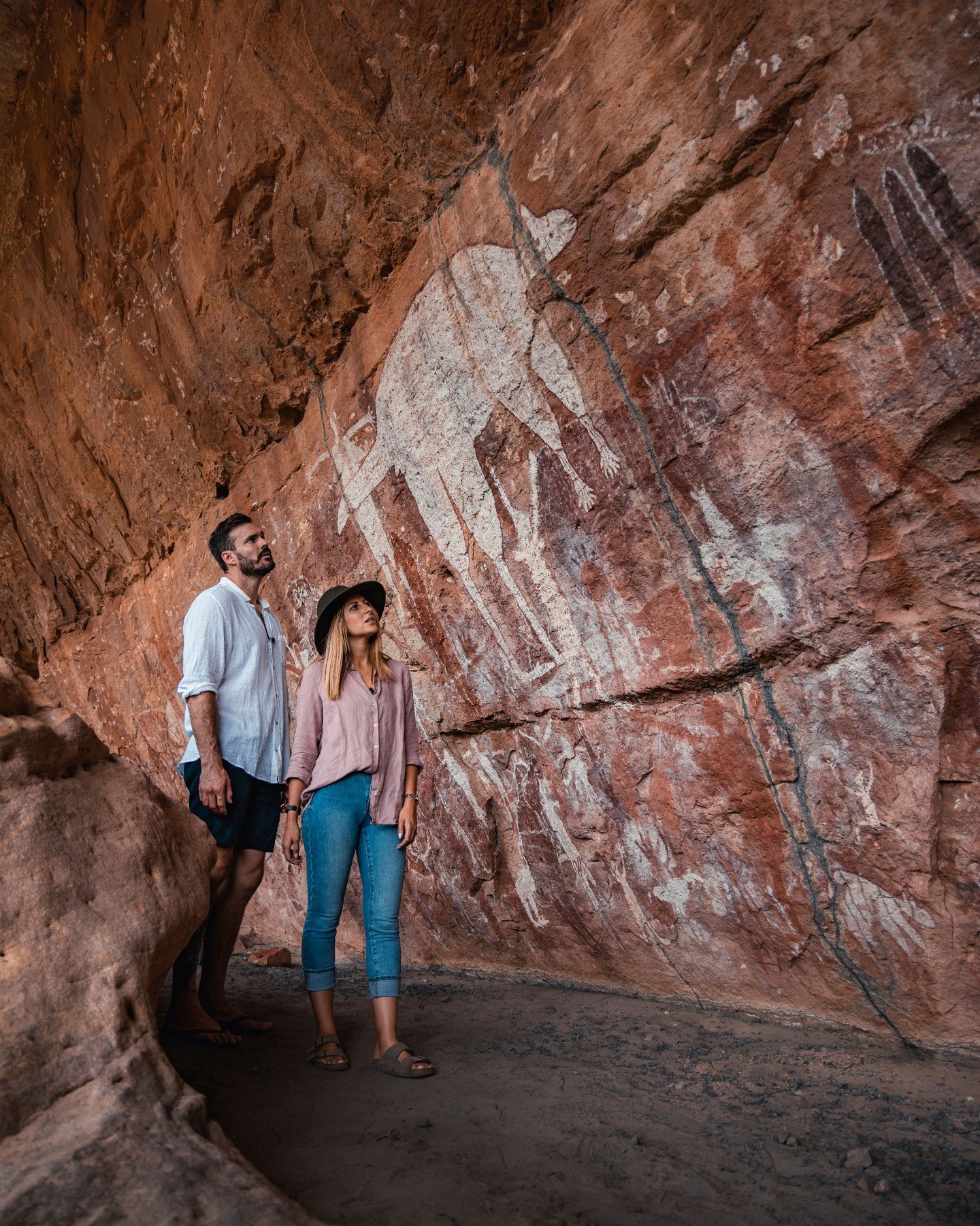 Evidence of Aboriginal occupation around Laura in Far North Queensland dates back 34,000 years and rock art 27,000 years. During the wet, they would camp under sandstone shelters on the high ground, staining the soft sandstone rock faces with various