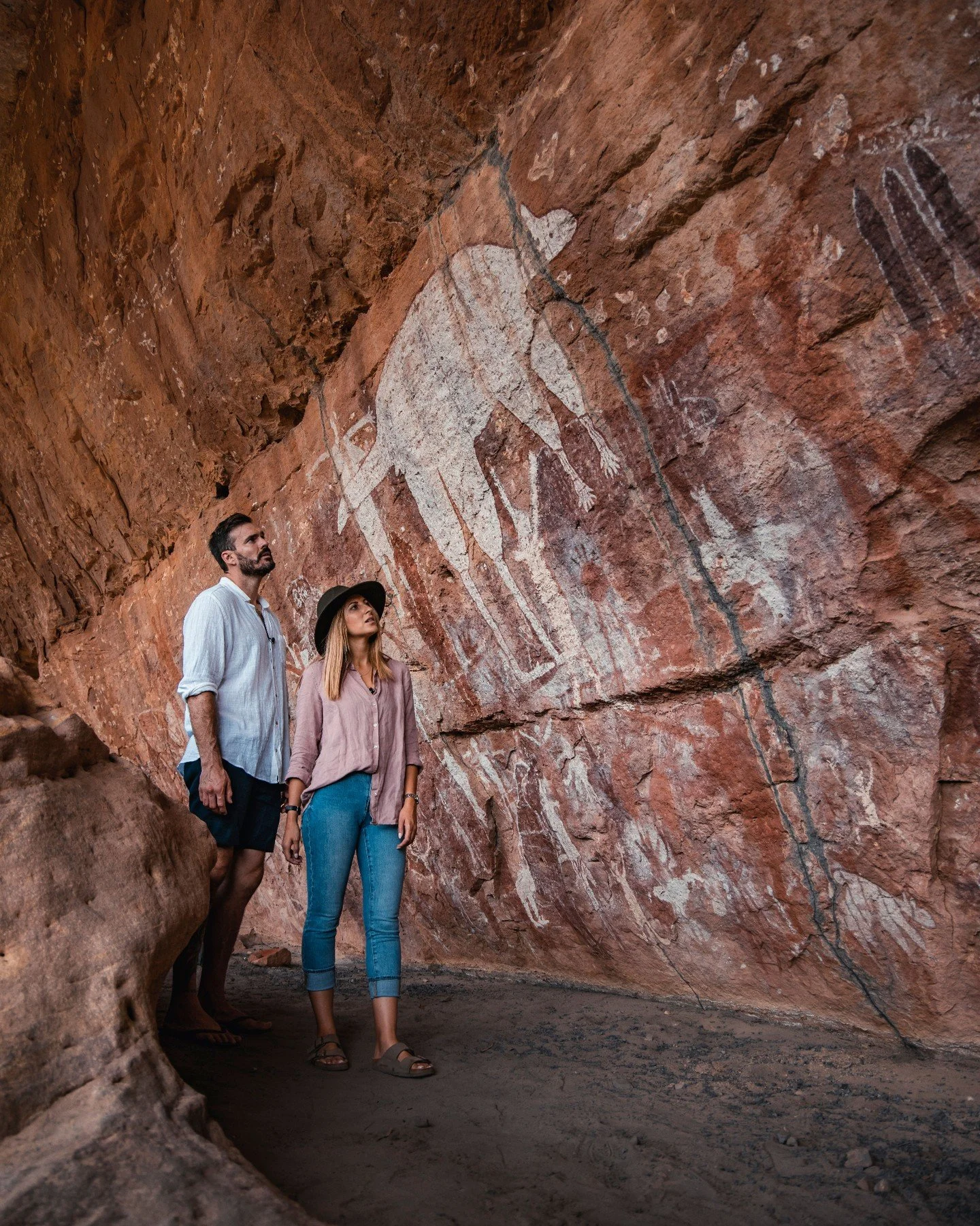 Evidence of Aboriginal occupation around Laura in Far North Queensland dates back 34,000 years and rock art 27,000 years. During the wet, they would camp under sandstone shelters on the high ground, staining the soft sandstone rock faces with various