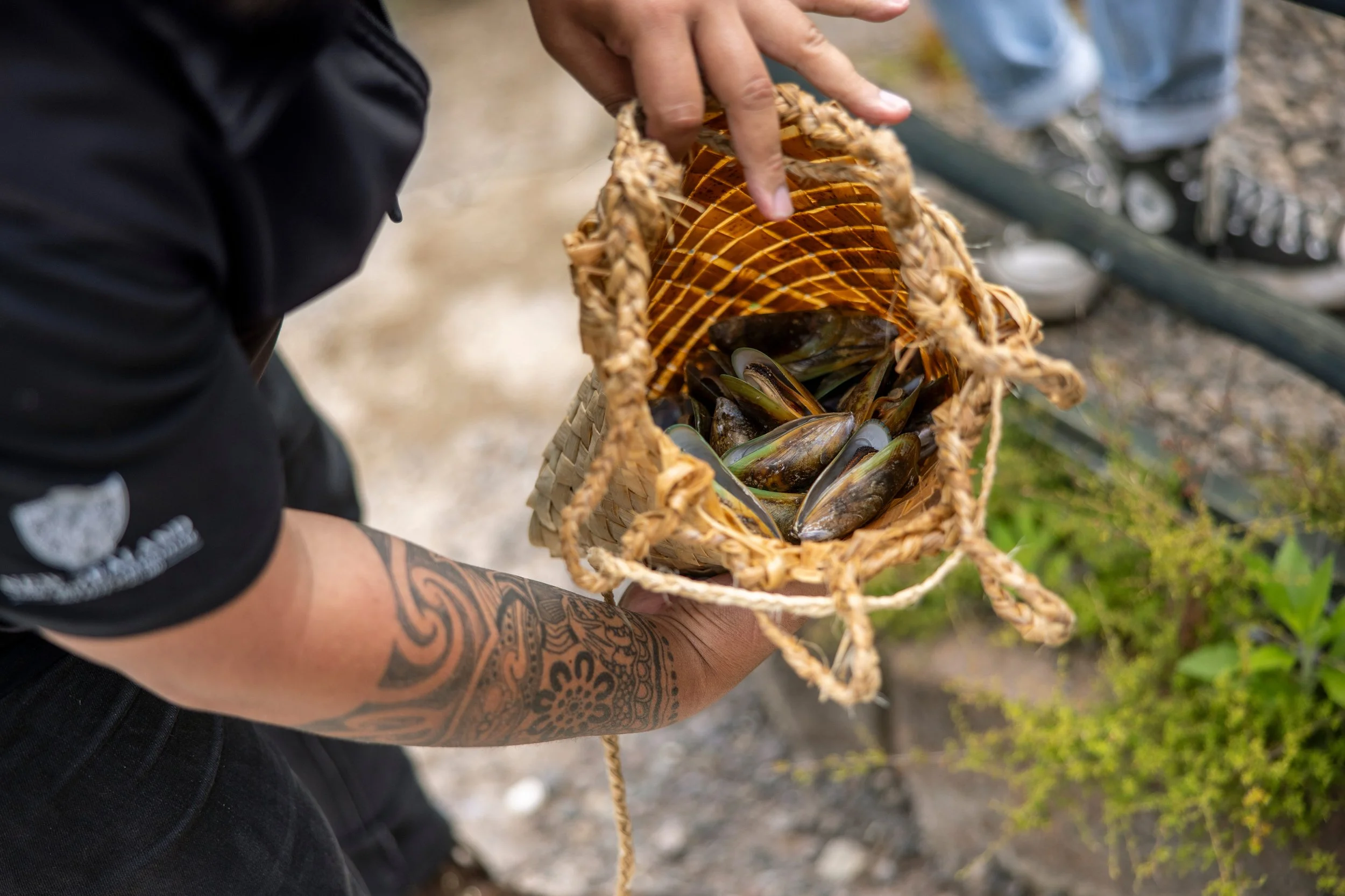 A close-up of traditional Māori hangi food in a bag after being cooked in the natural hot springs at Te Puia, Rotorua, Bay of Plenty.