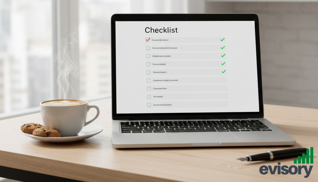 A laptop showing a BAS checklist