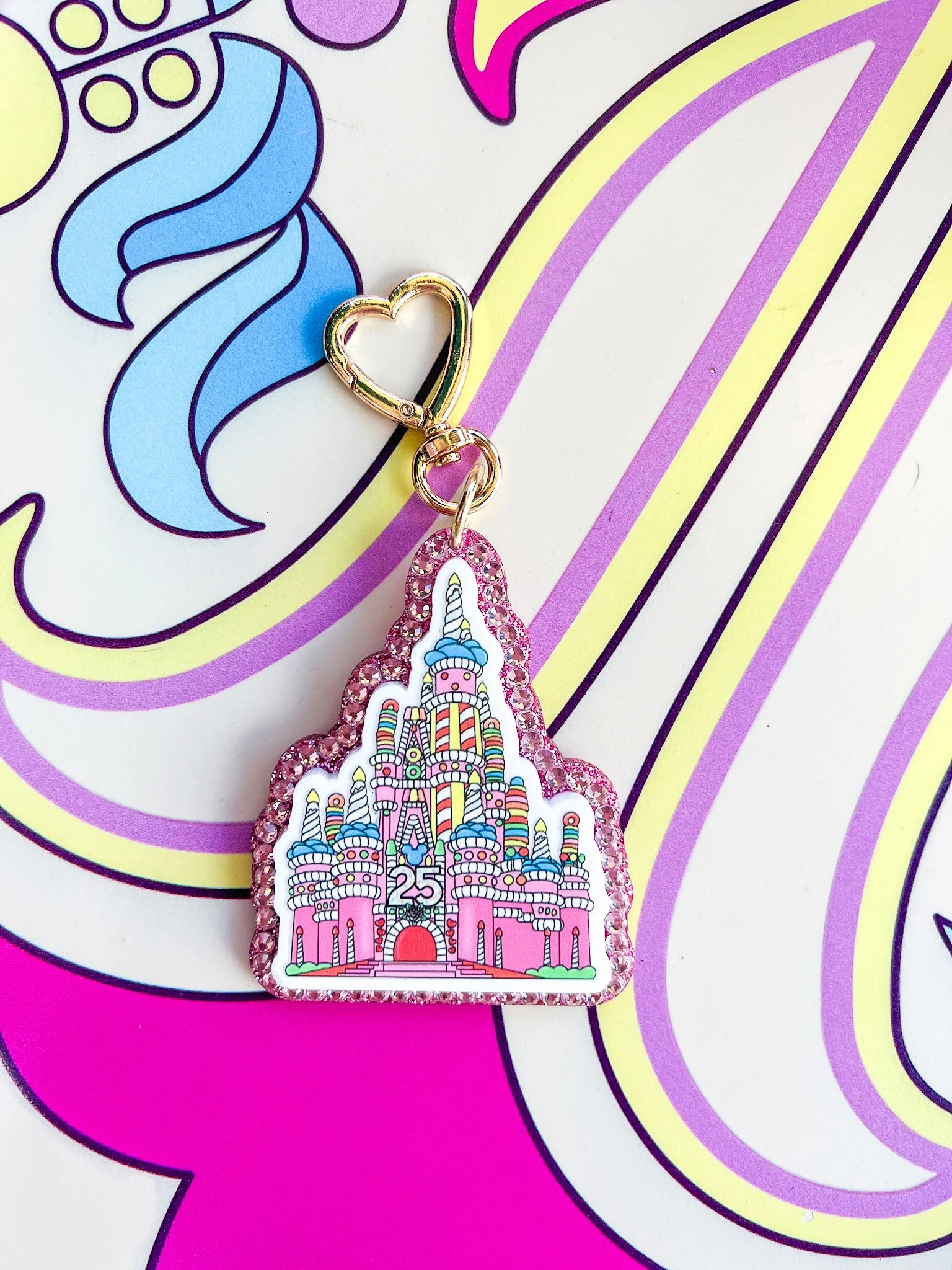 Baby pink cake castle bag charm