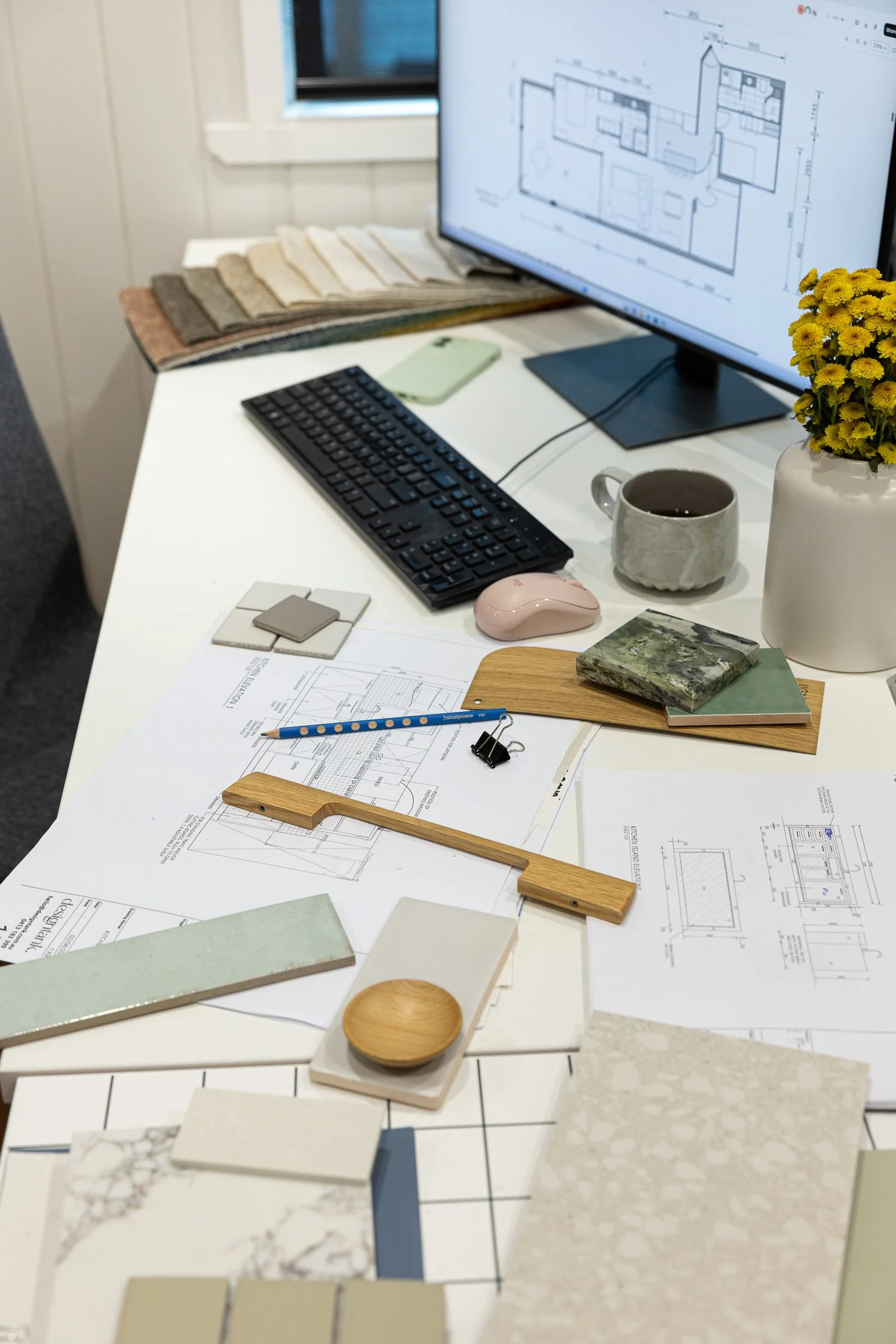 edesign, AutoCAD, renovation plans, fabric samples, finishes selections