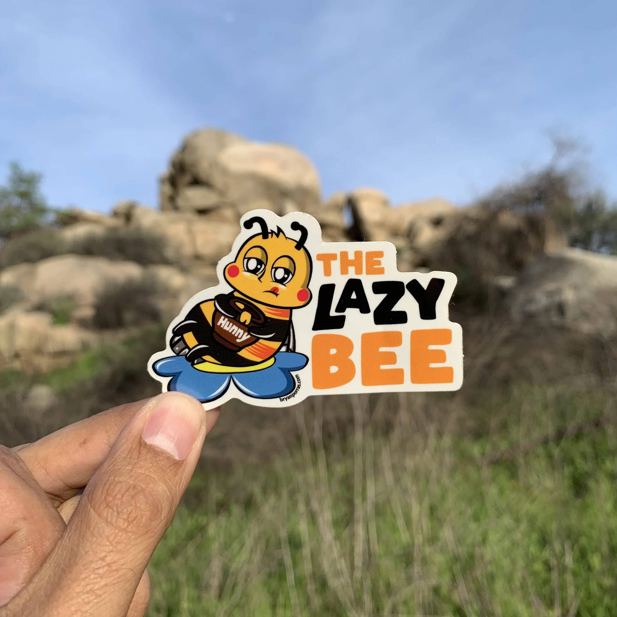 Lazy Bee Eating Sticker (1.97"H x 3"H)