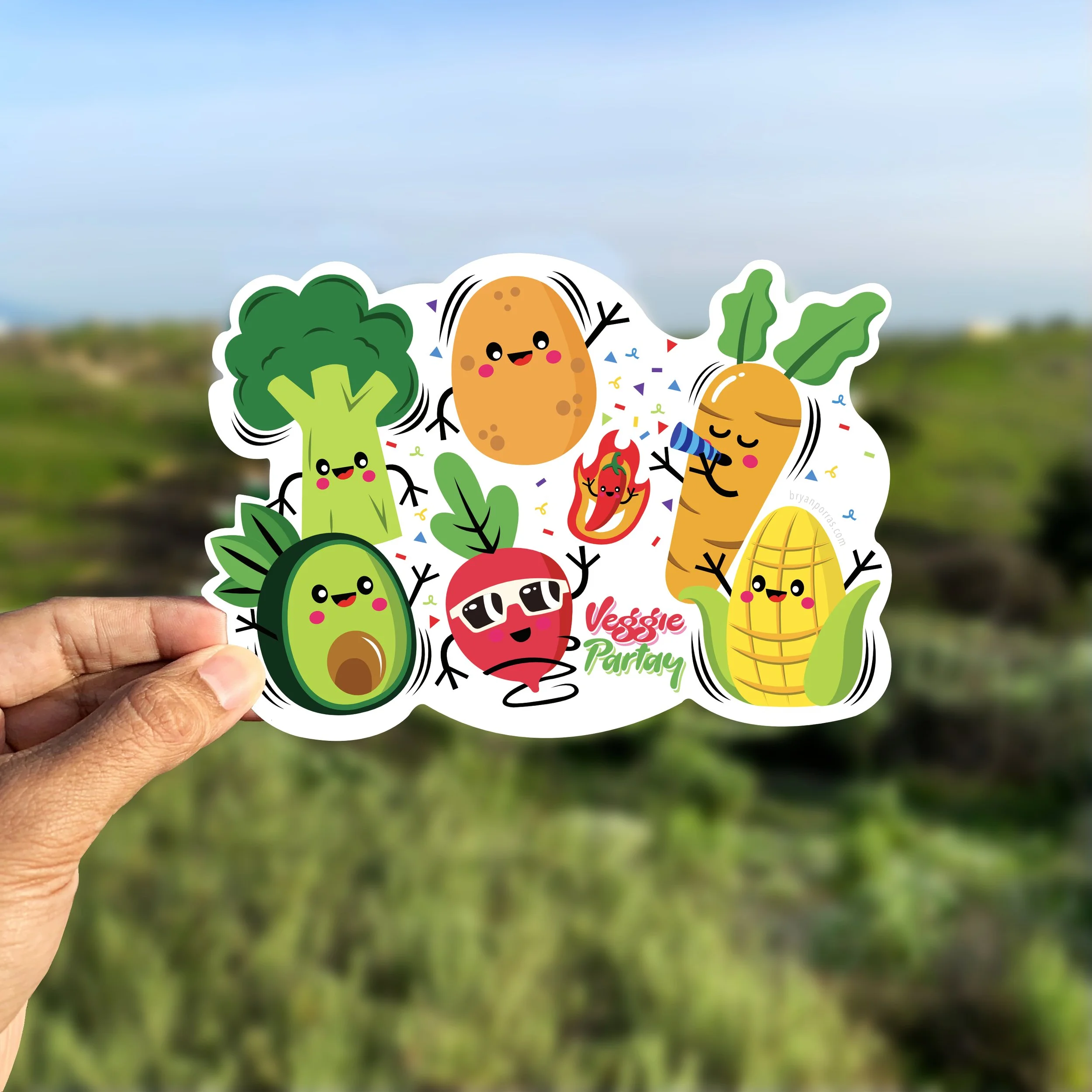 Veggie Party Sticker (6"W x 4.2"H)