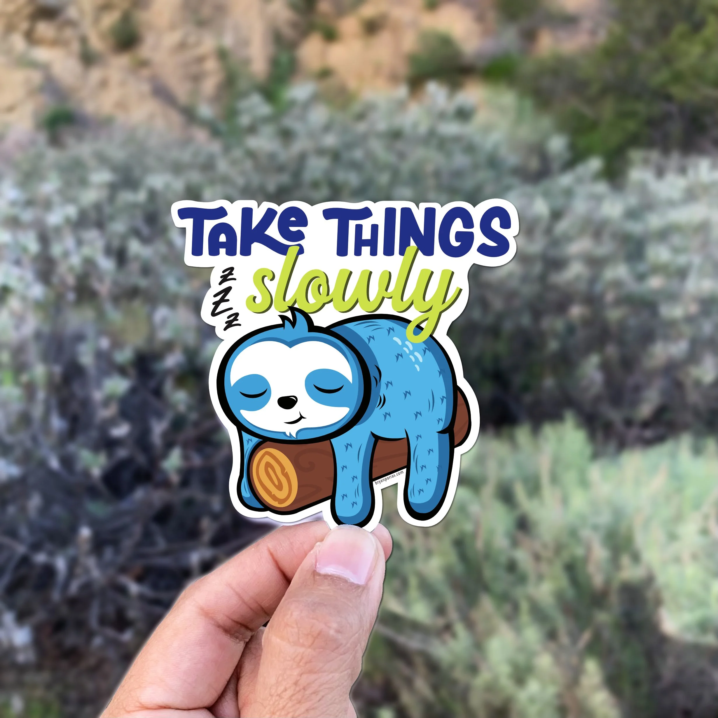 Sleepy Chill Sloth Sticker (3"W x 2.9" H)