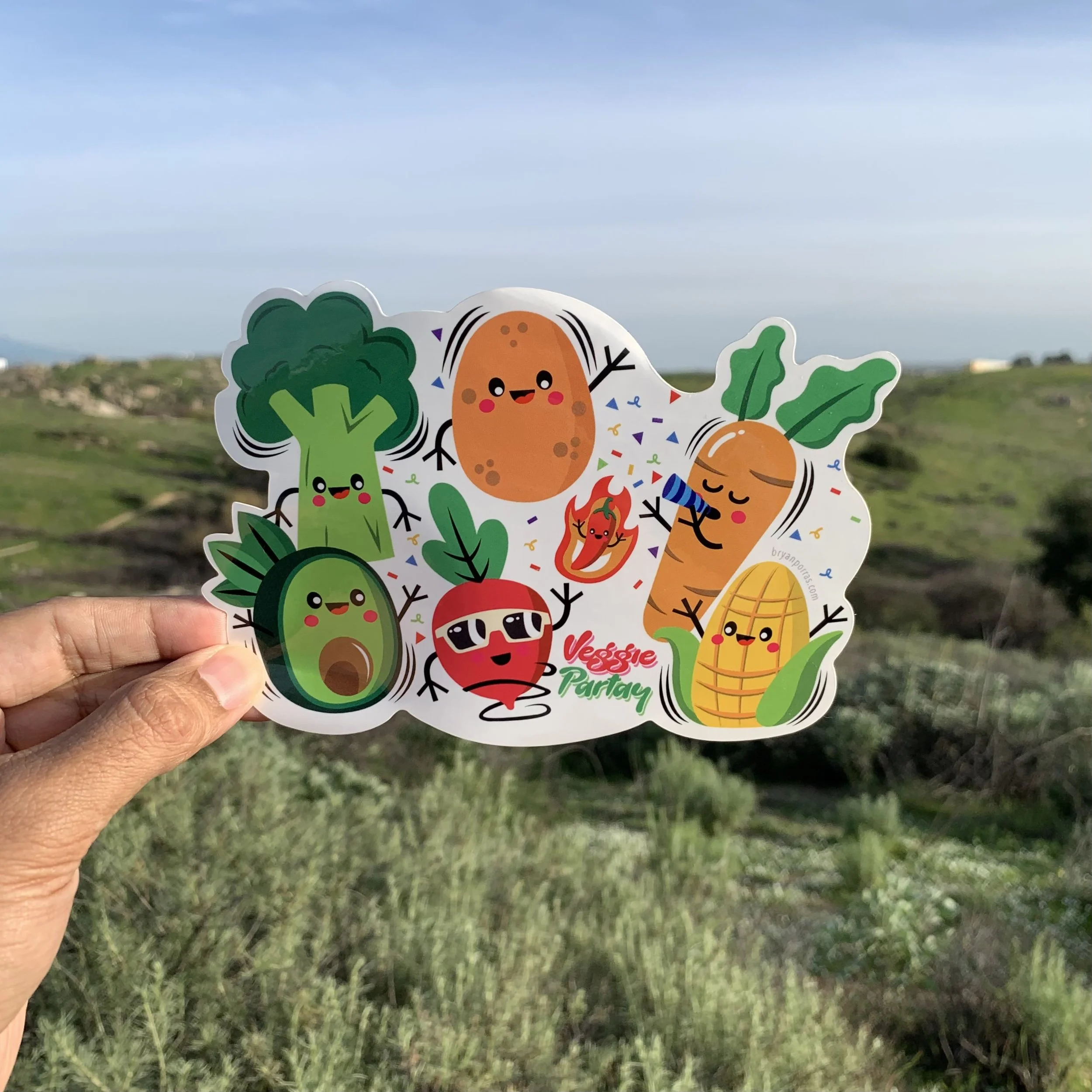 Veggie Party Sticker (6"W x 4.2"H)