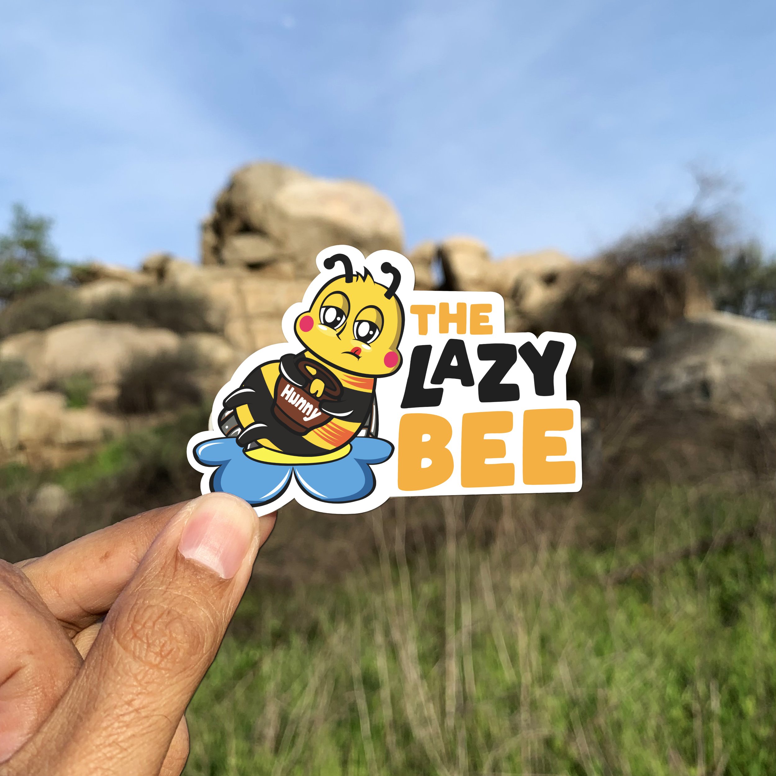 Lazy Bee Eating Sticker (1.97"H x 3"H)