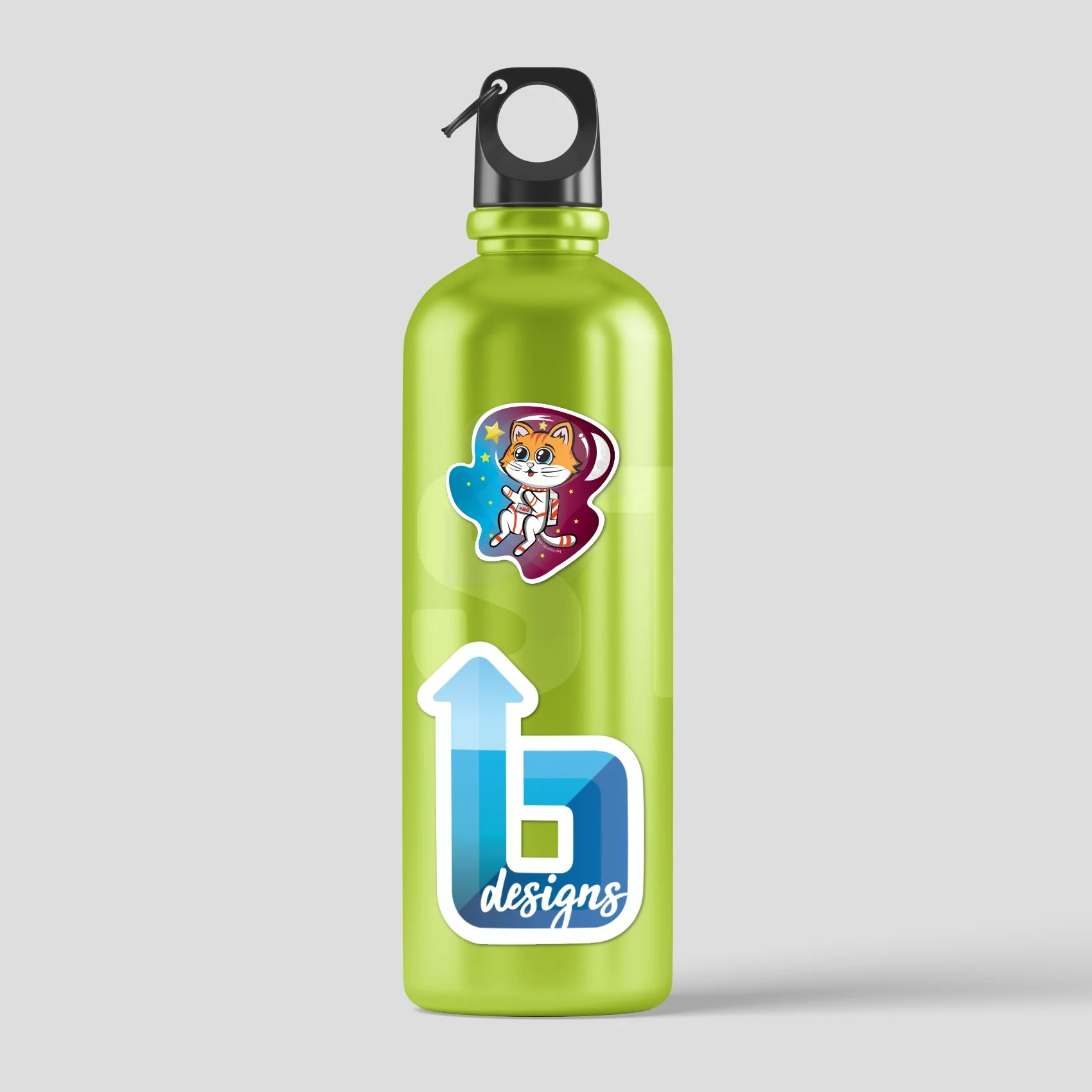 Cat Astronaut in Space Sticker on Aluminum Bottle.jpg
