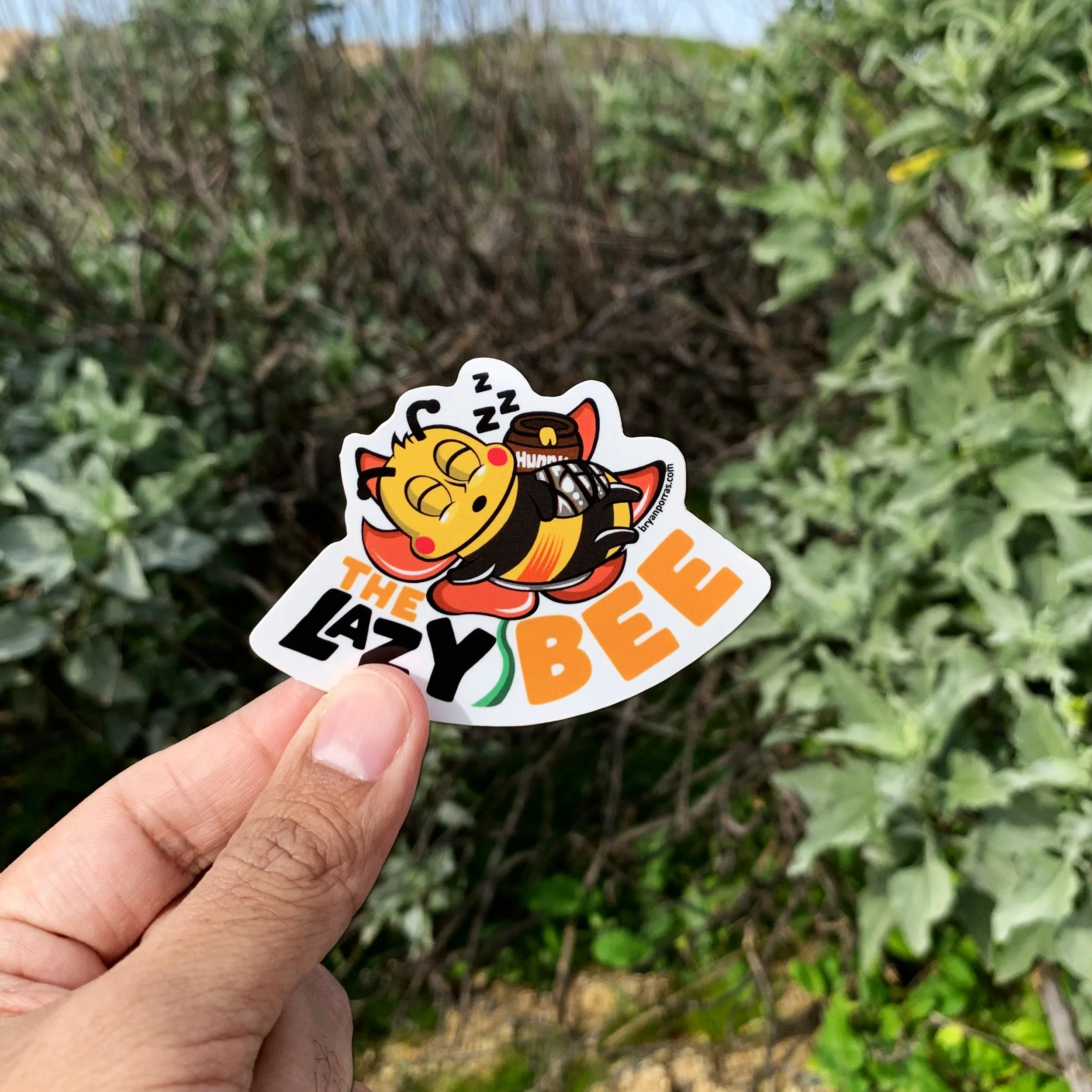 Lazy Bee Sleeping Sticker (3" W x 2.24"H)