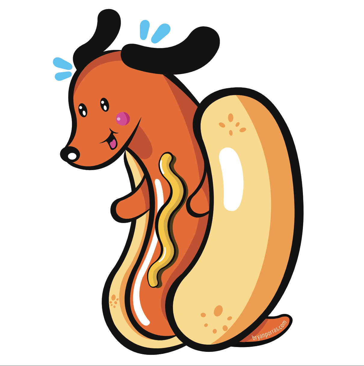 Hot Dog Weiner Sticker (2.9"W x 4"H)