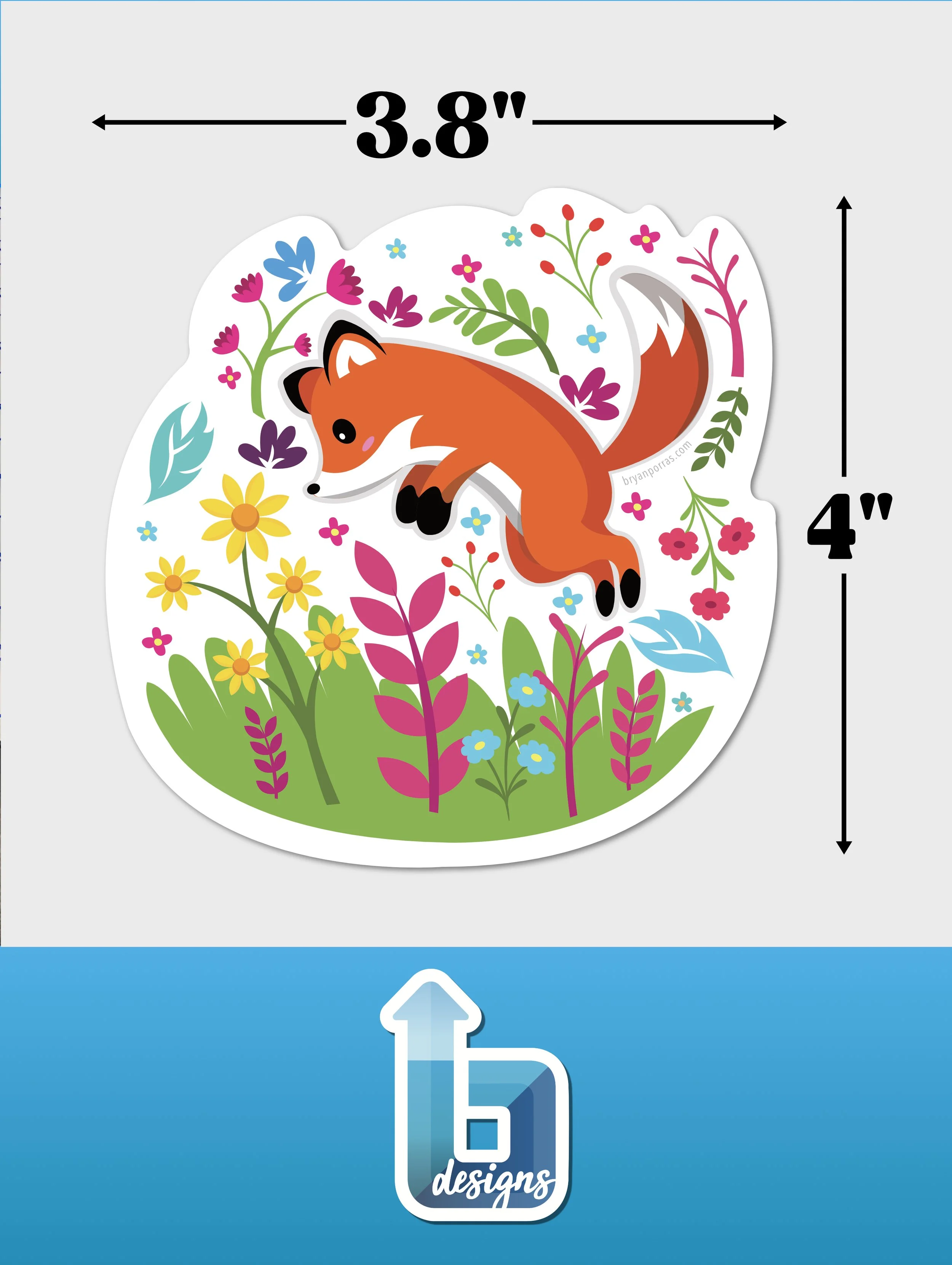 Sticker Measurements for Adorable Fox playing in Flowers.jpg