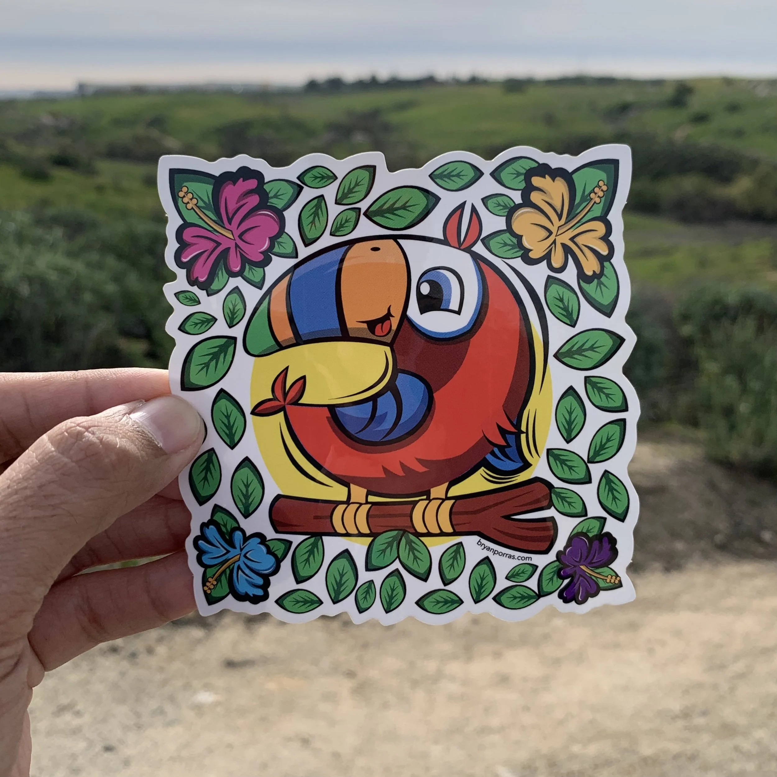 Toucan Flower Sticker (4"H x 3.9" W)