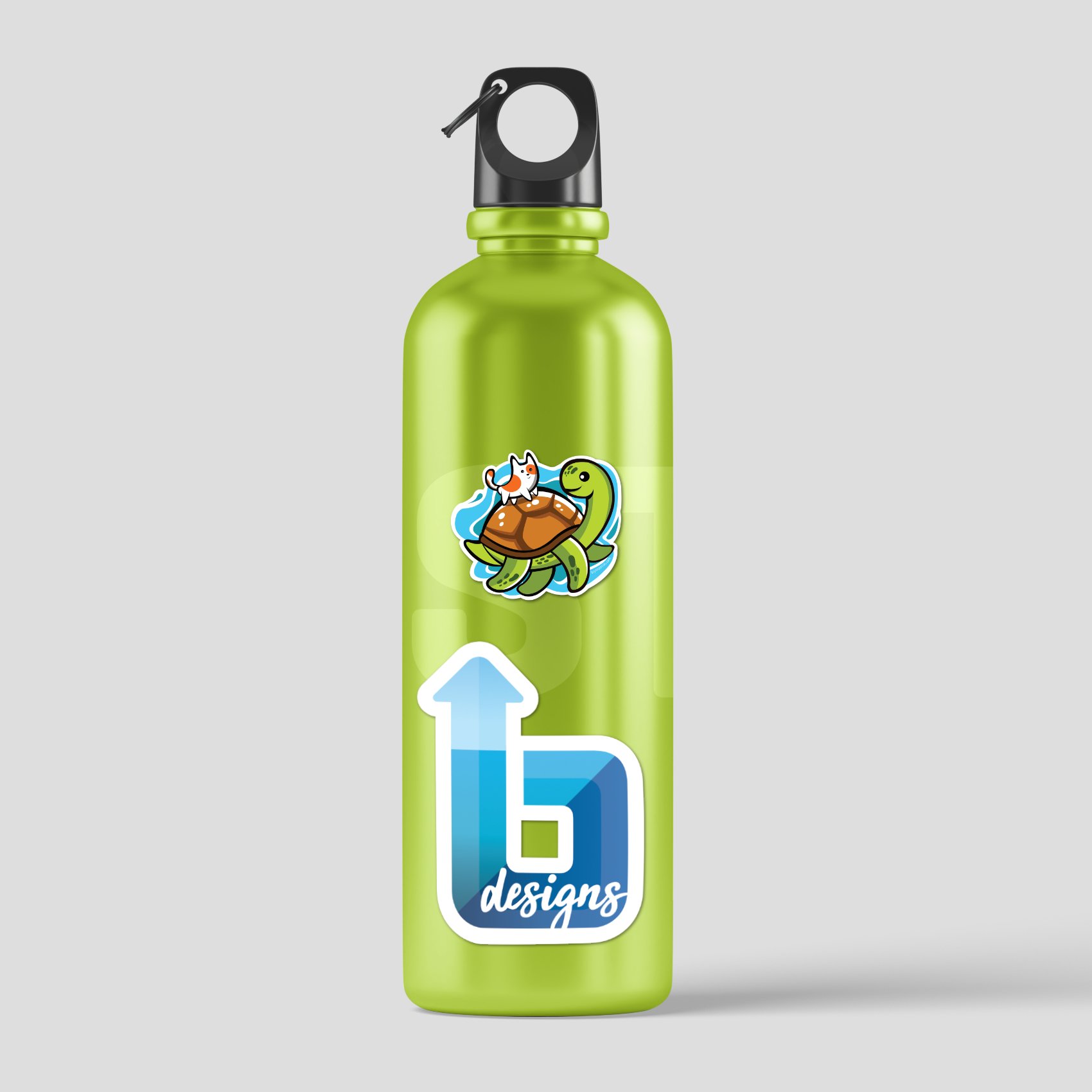 Turtle Kitten Sticker on Aluminum Bottle.jpg