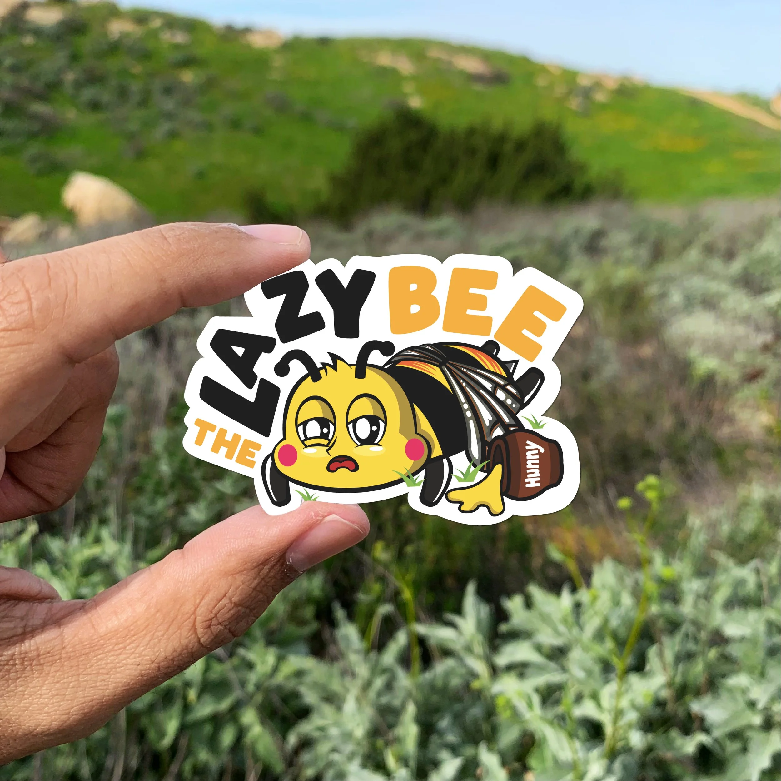 Lazy Bee Resting Sticker (3"W x 2"H)