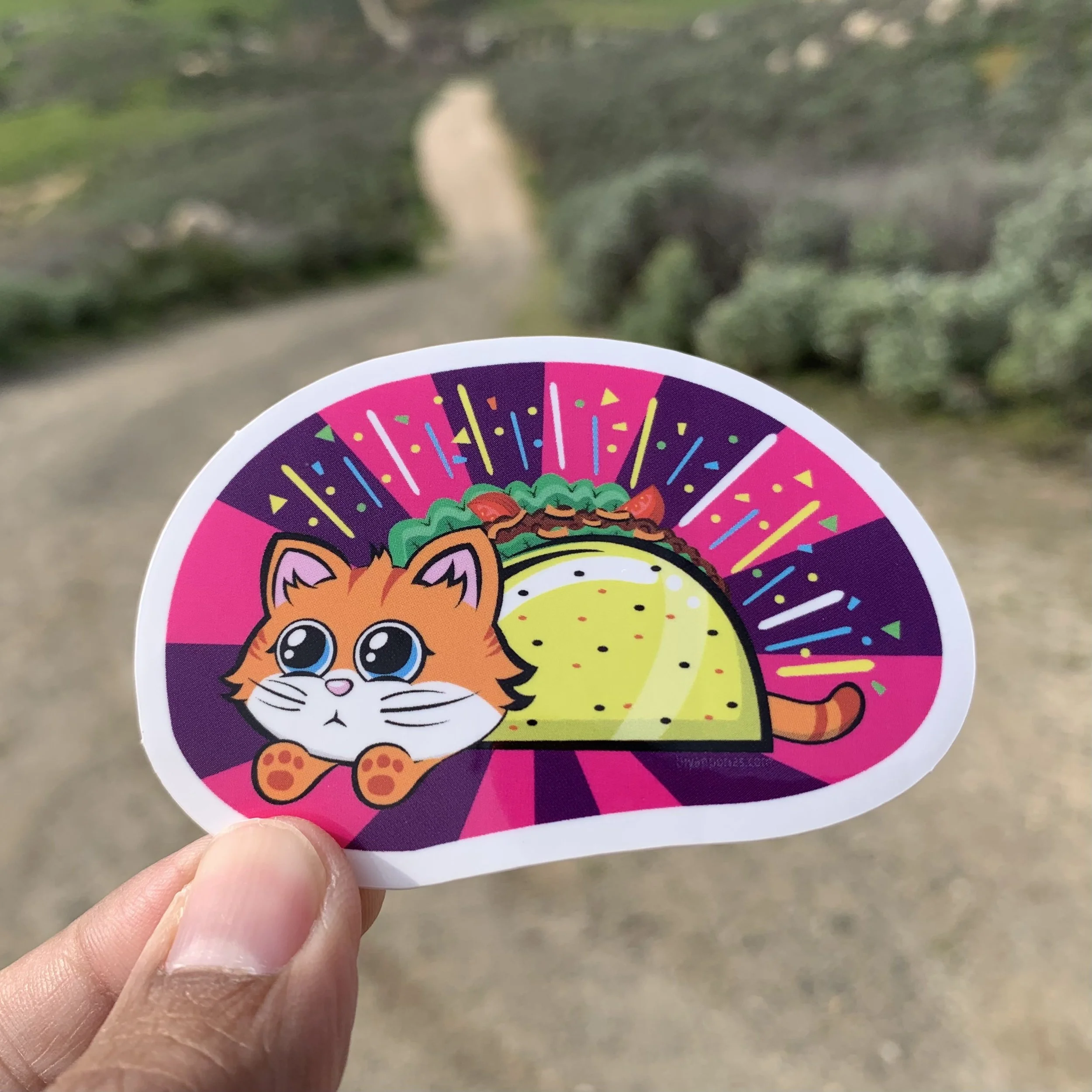 Cat in Taco Costume Sticker (3"W x 2.9"H)