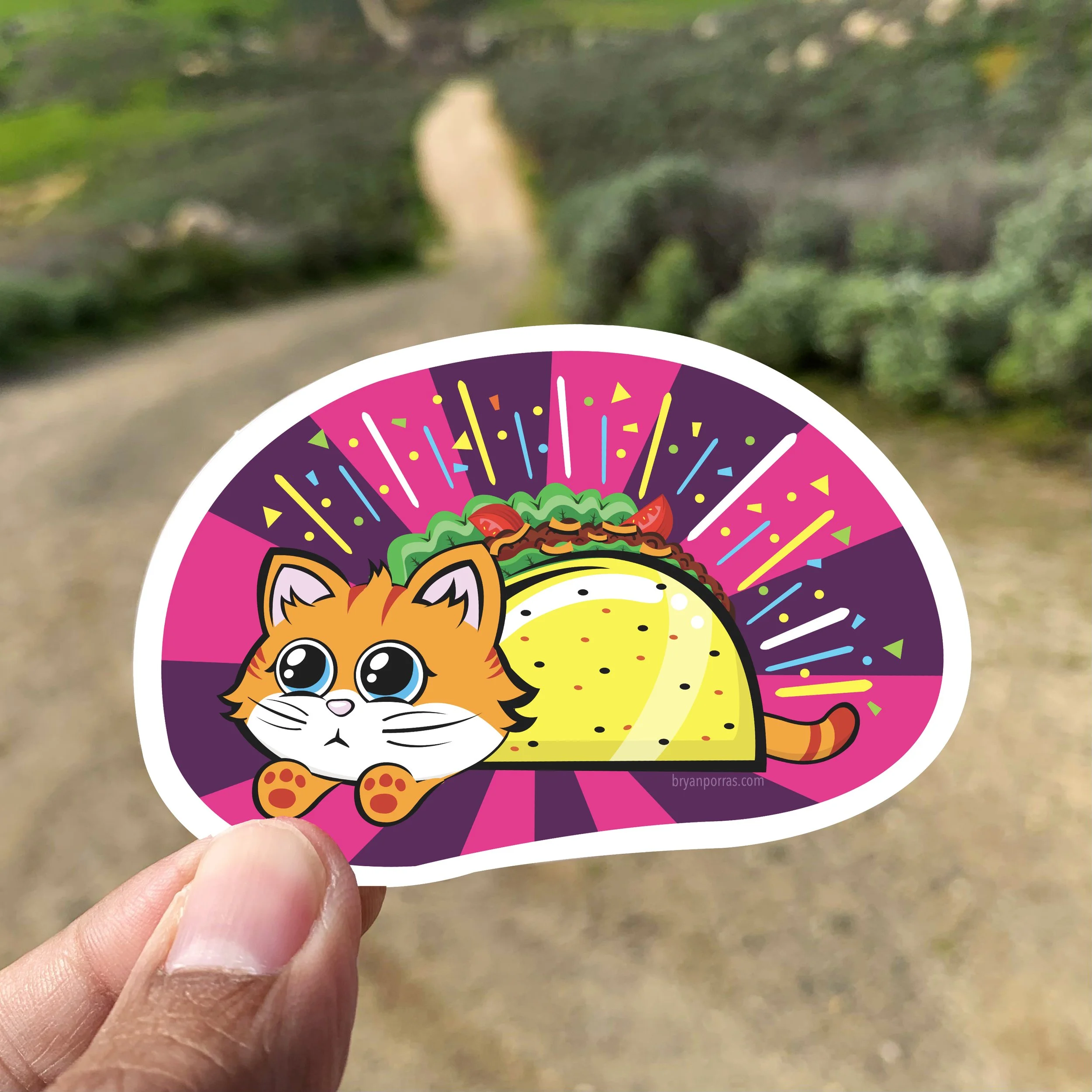 Cat in Taco Costume Sticker (3"W x 2.9"H)