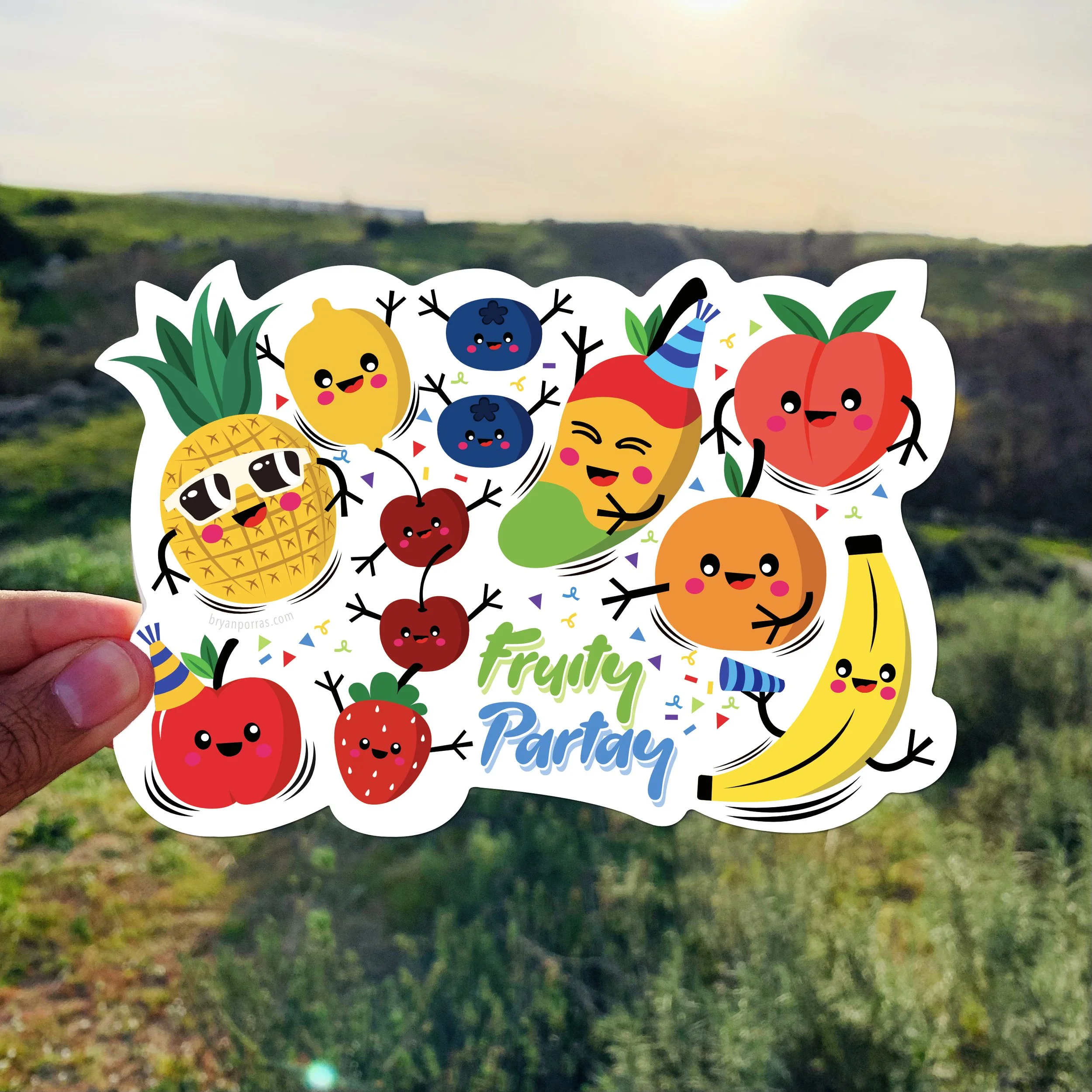 Fruity Party Sticker (6"W x 4"H)