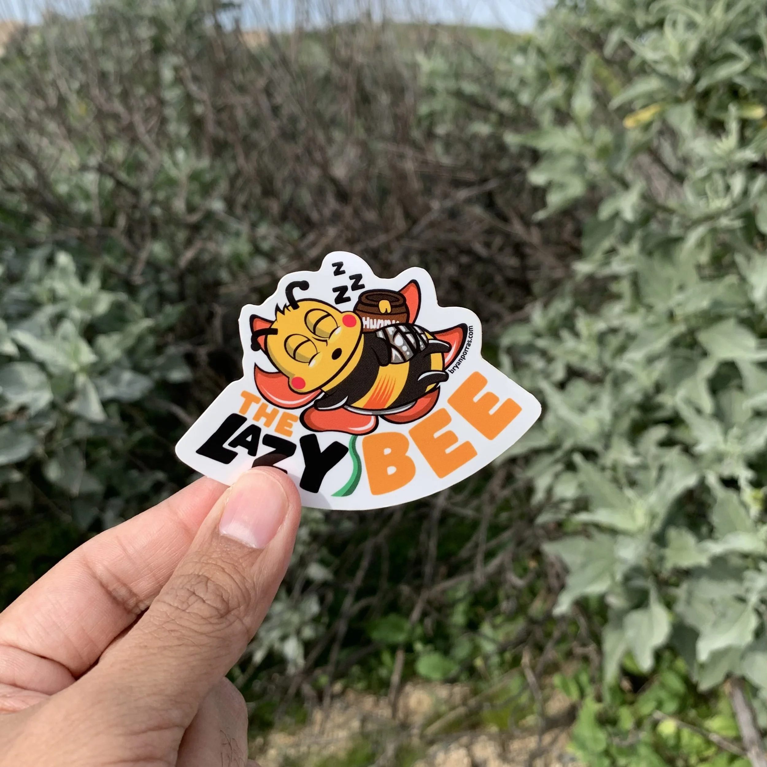 Lazy Bee Sleeping Sticker (3" W x 2.24"H)