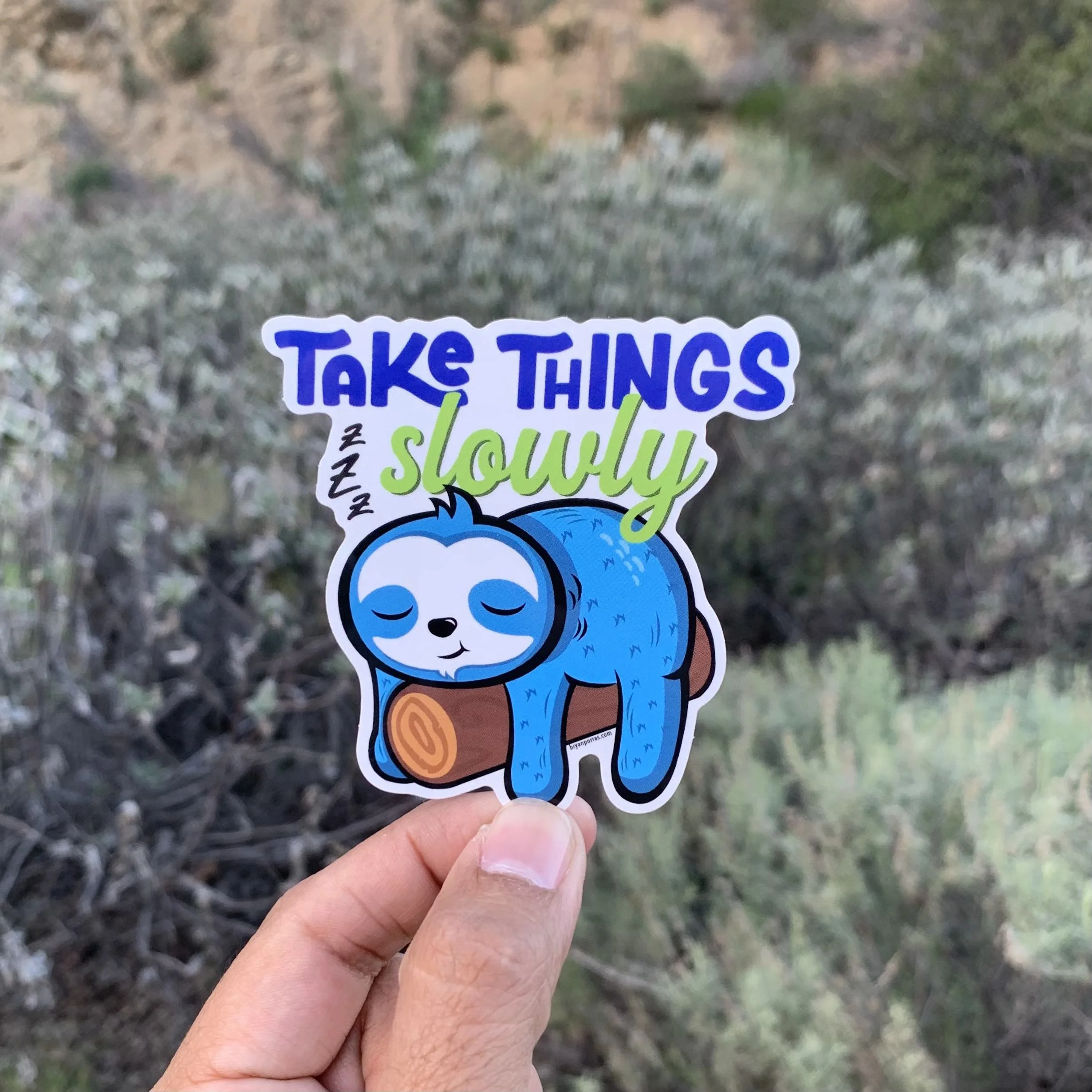 Sleepy Chill Sloth Sticker (3"W x 2.9" H)