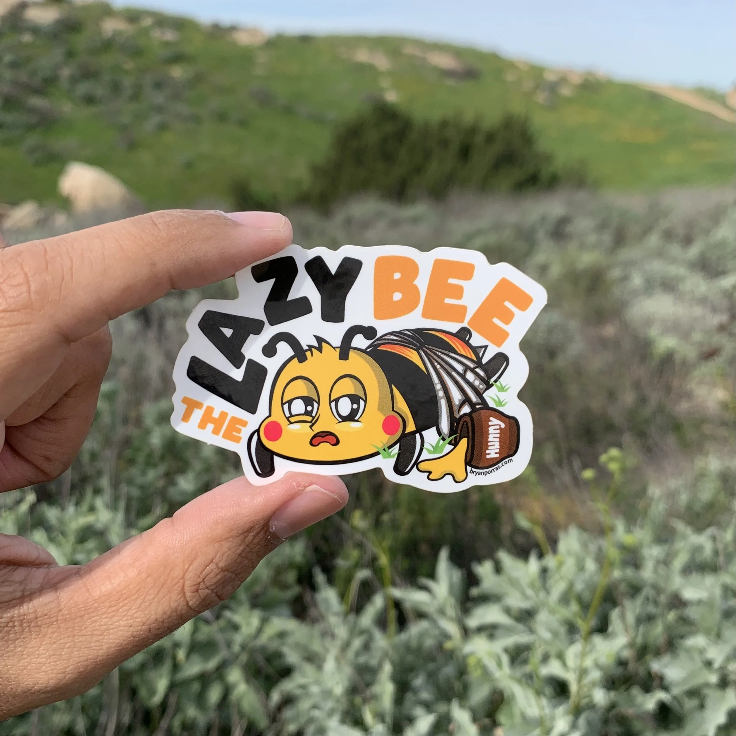 Lazy Bee Resting Sticker (3"W x 2"H)
