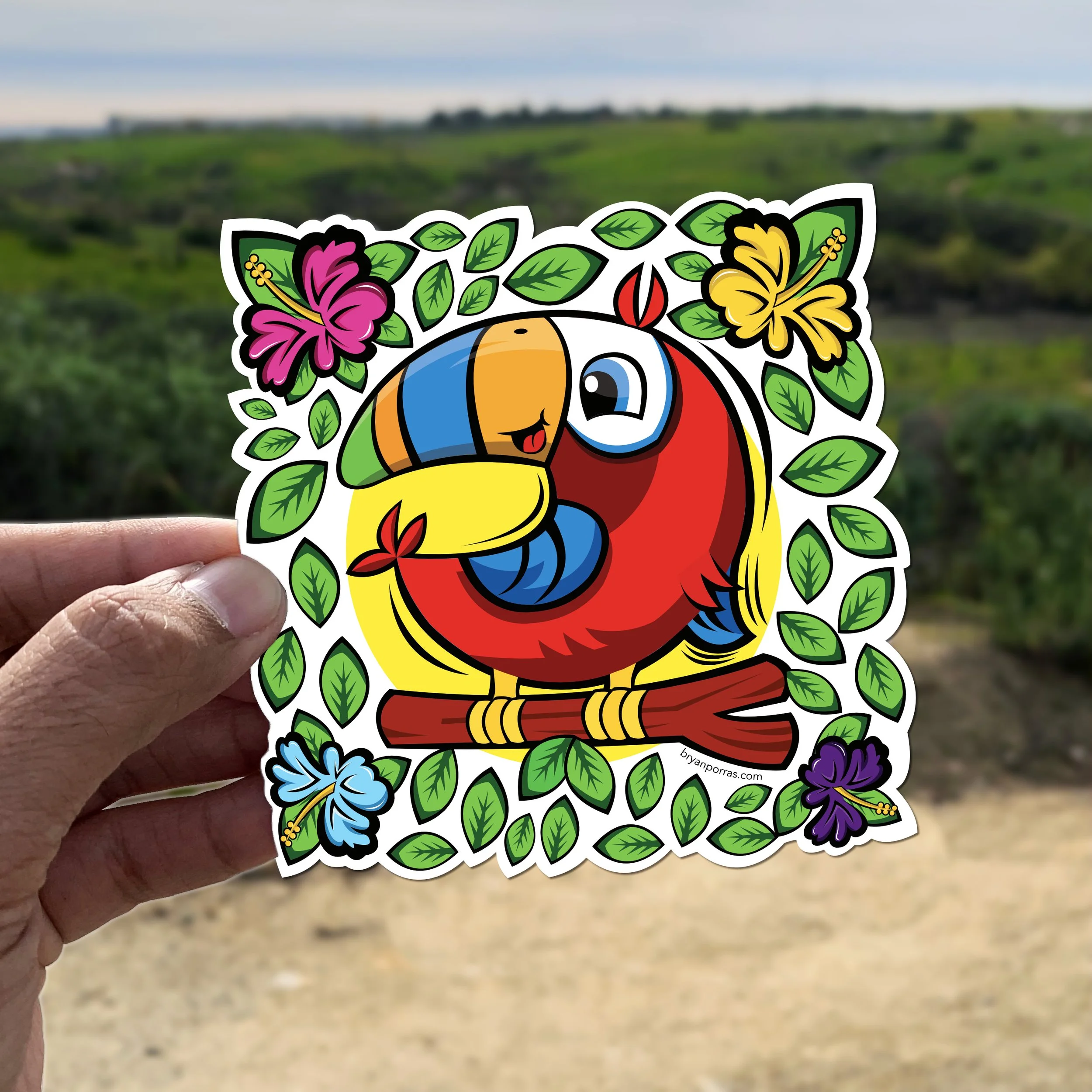 Toucan Flower Sticker (4"H x 3.9" W)