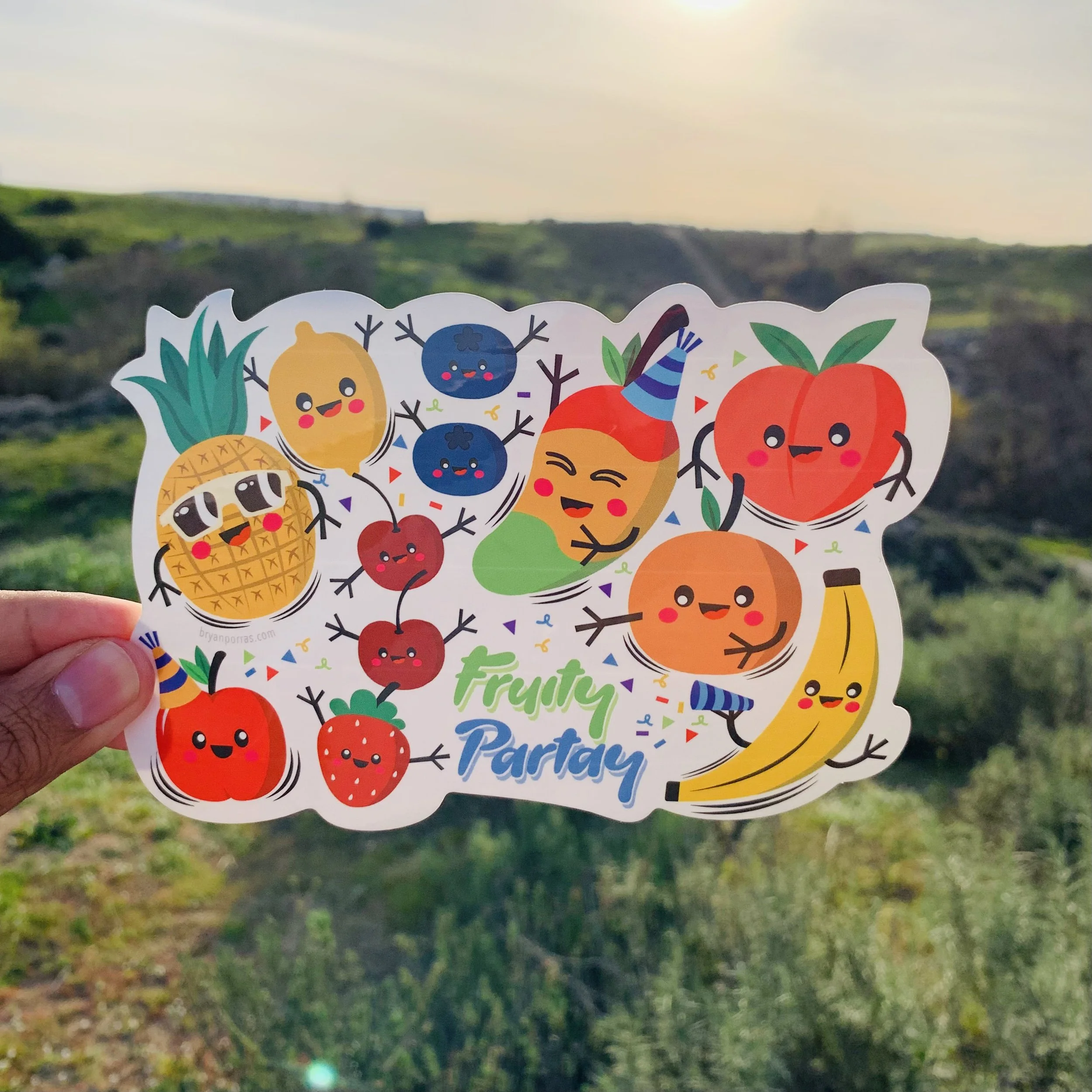 Fruity Party Sticker (6"W x 4"H)