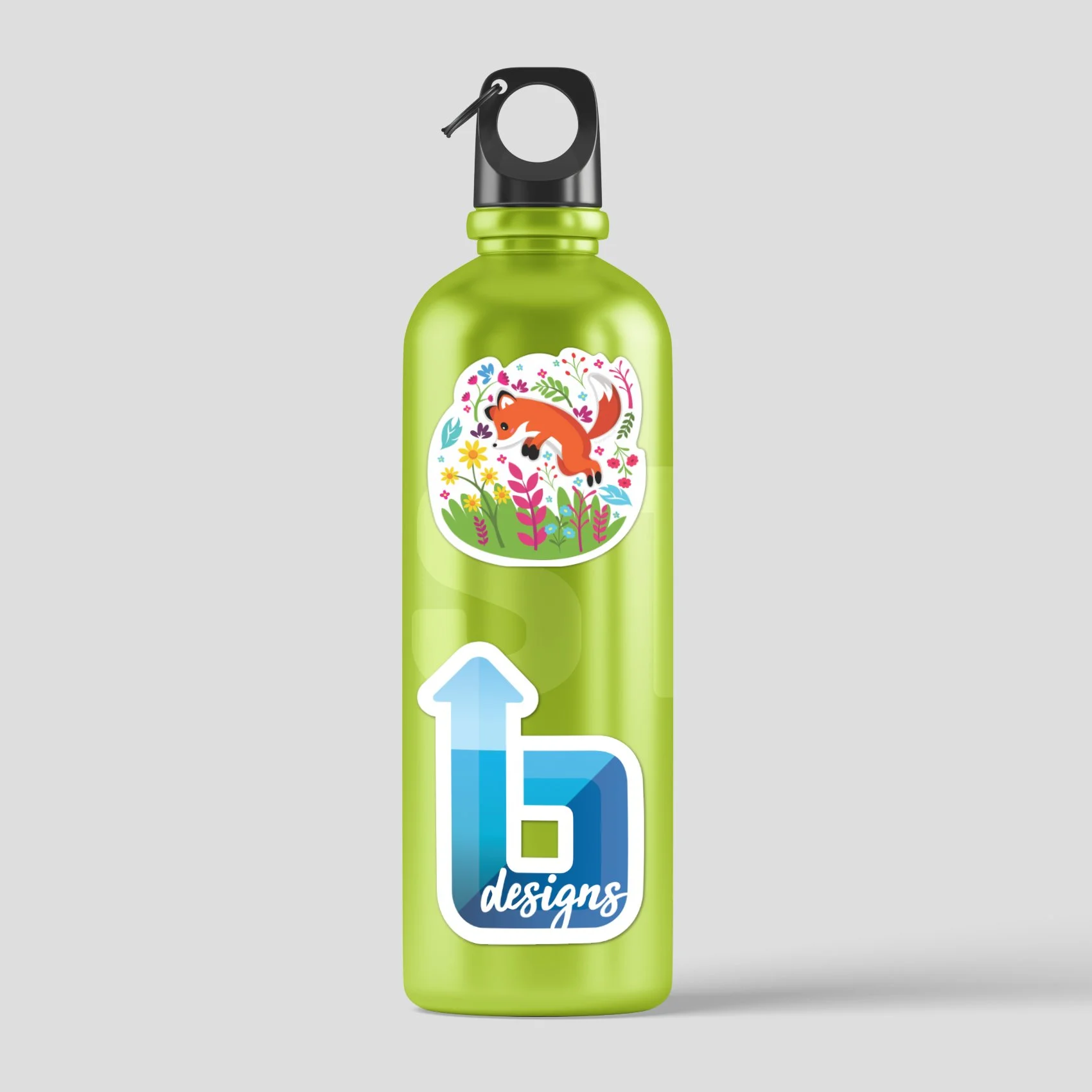 Fox playing in Flowers Sticker on Aluminum Bottle.jpg