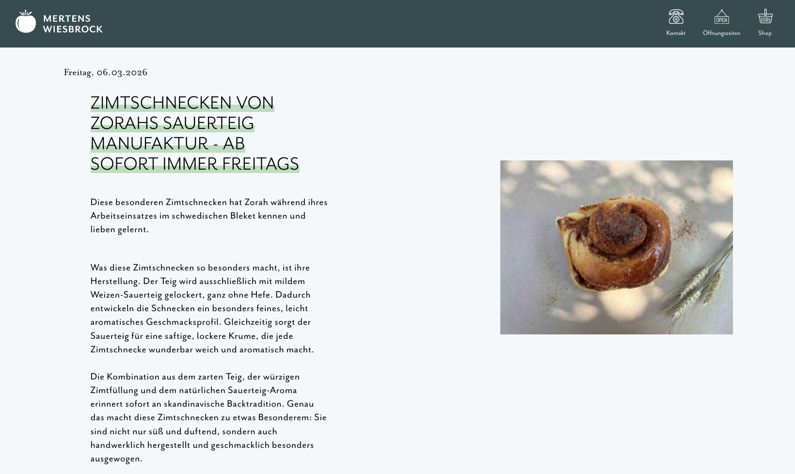 Schwedische Bio Zimtschnecken immer freitags beim Biohof Mertens Wiesbrock