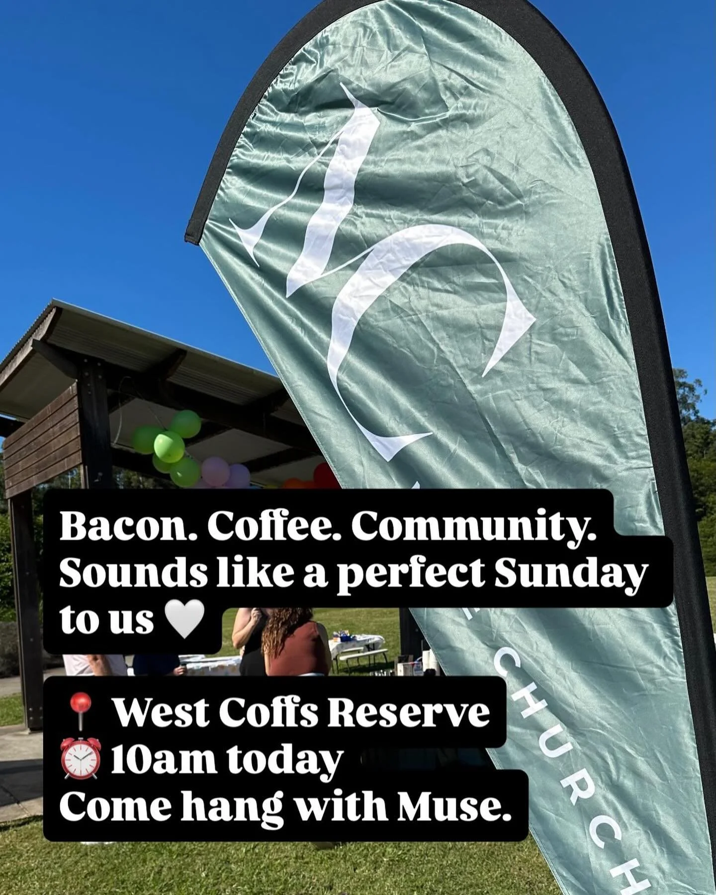 Church but make it outdoors ☀️
Bacon + egg rolls, coffee in hand, real chats and real people.
📍 West Coffs Reserve
⏰ 10am today
You&rsquo;re invited &mdash; always.