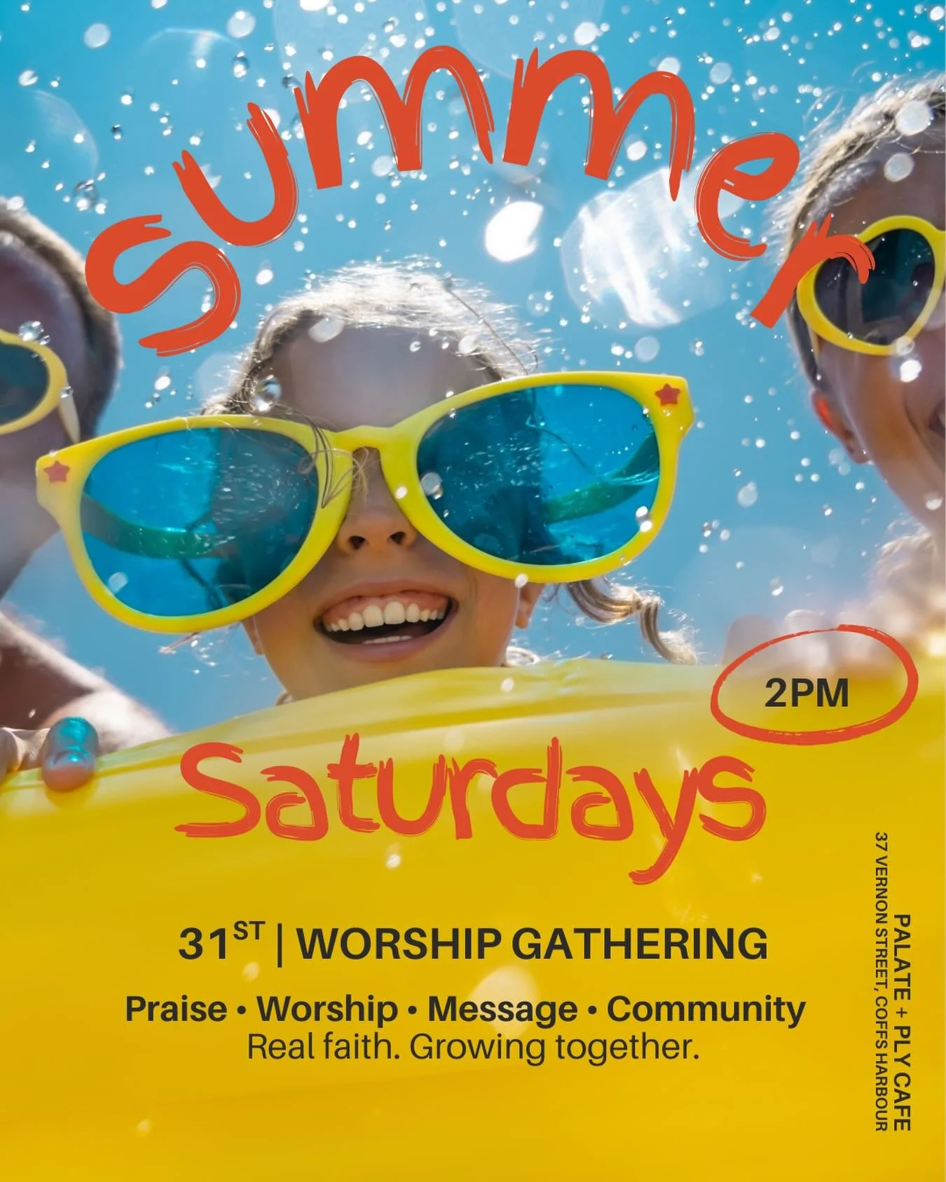 Praise &bull; Worship &bull; Message &bull; Connection
📌 Saturday | 2pm at Palate &amp; Ply ☕️
Good coffee. Real people. And the kind of conversations that build connection.