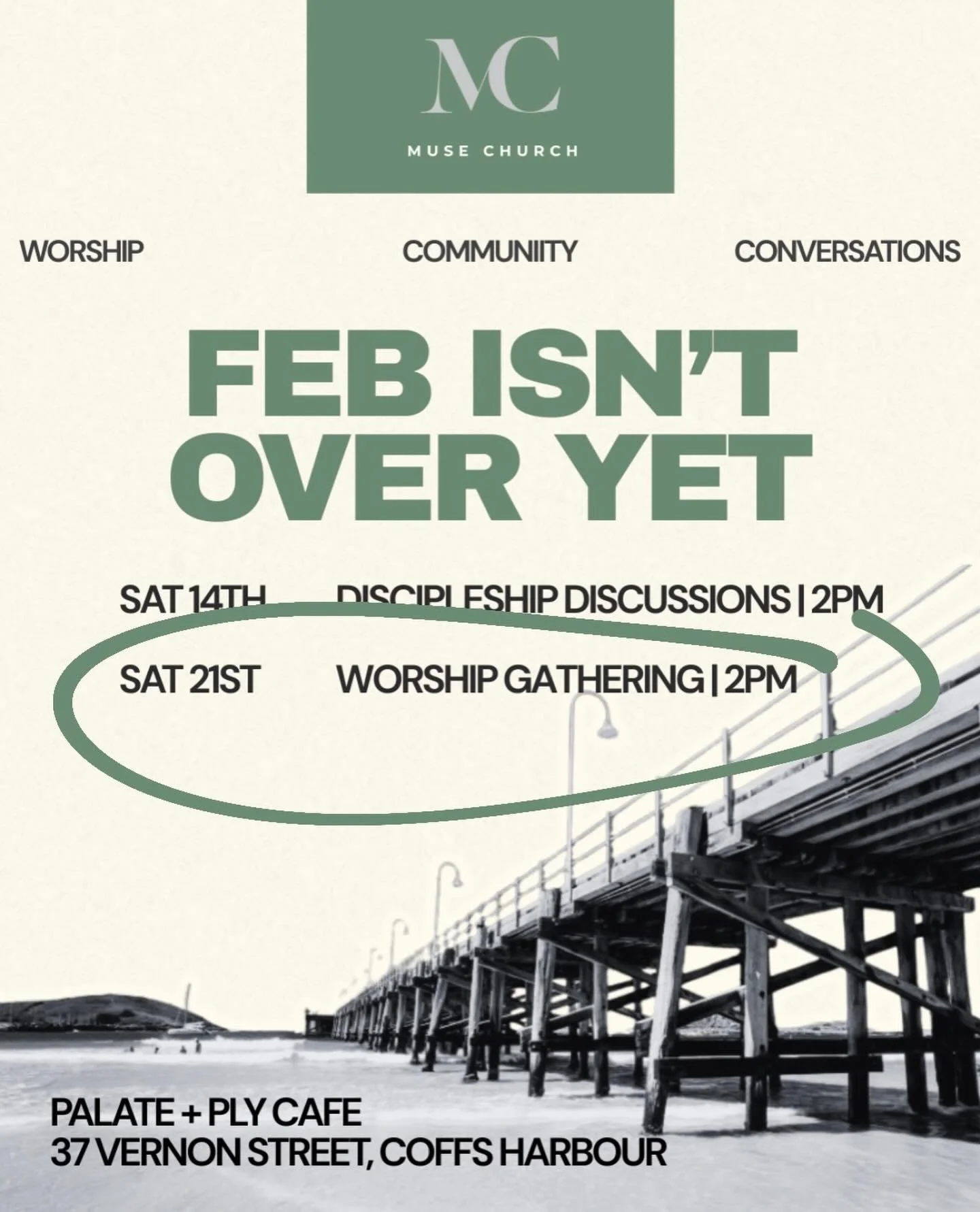 Around here, we&rsquo;re learning that when Jesus speaks, love is always at the centre.
Love that gathers. Love that worships. Love that makes room for conversation and community.

Jesus says love &mdash; so we will.

Join us TODAY at 2PM as we come 