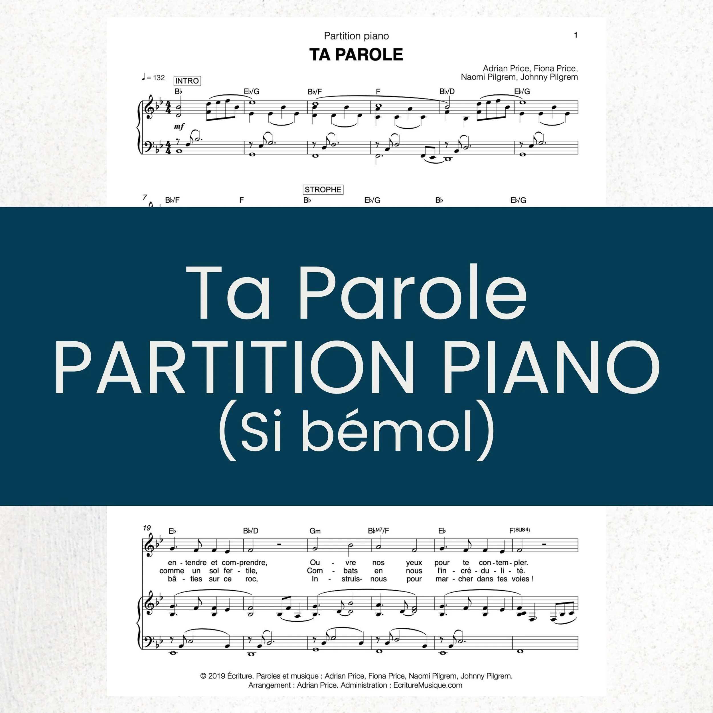 Ta Parole : partition piano (Si bémol)