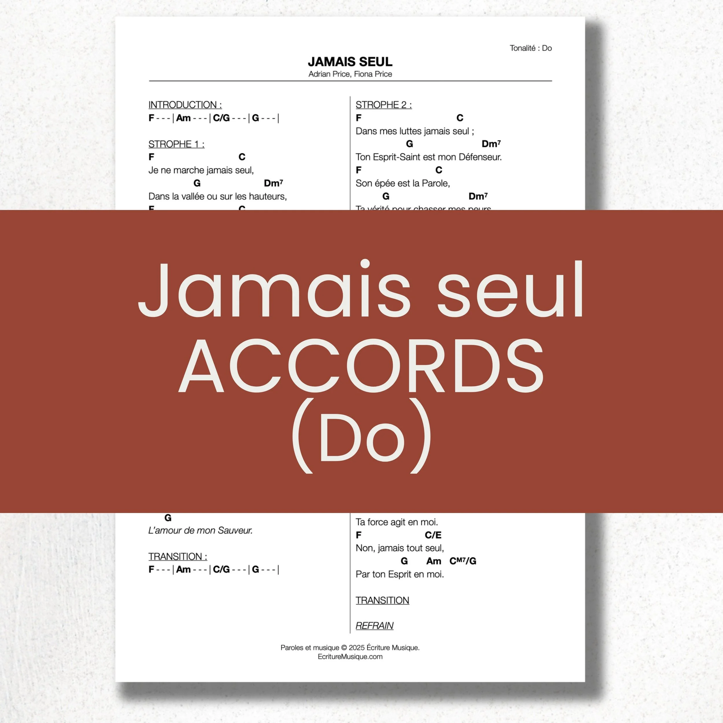 Jamais seul : grille d'accords (Do)