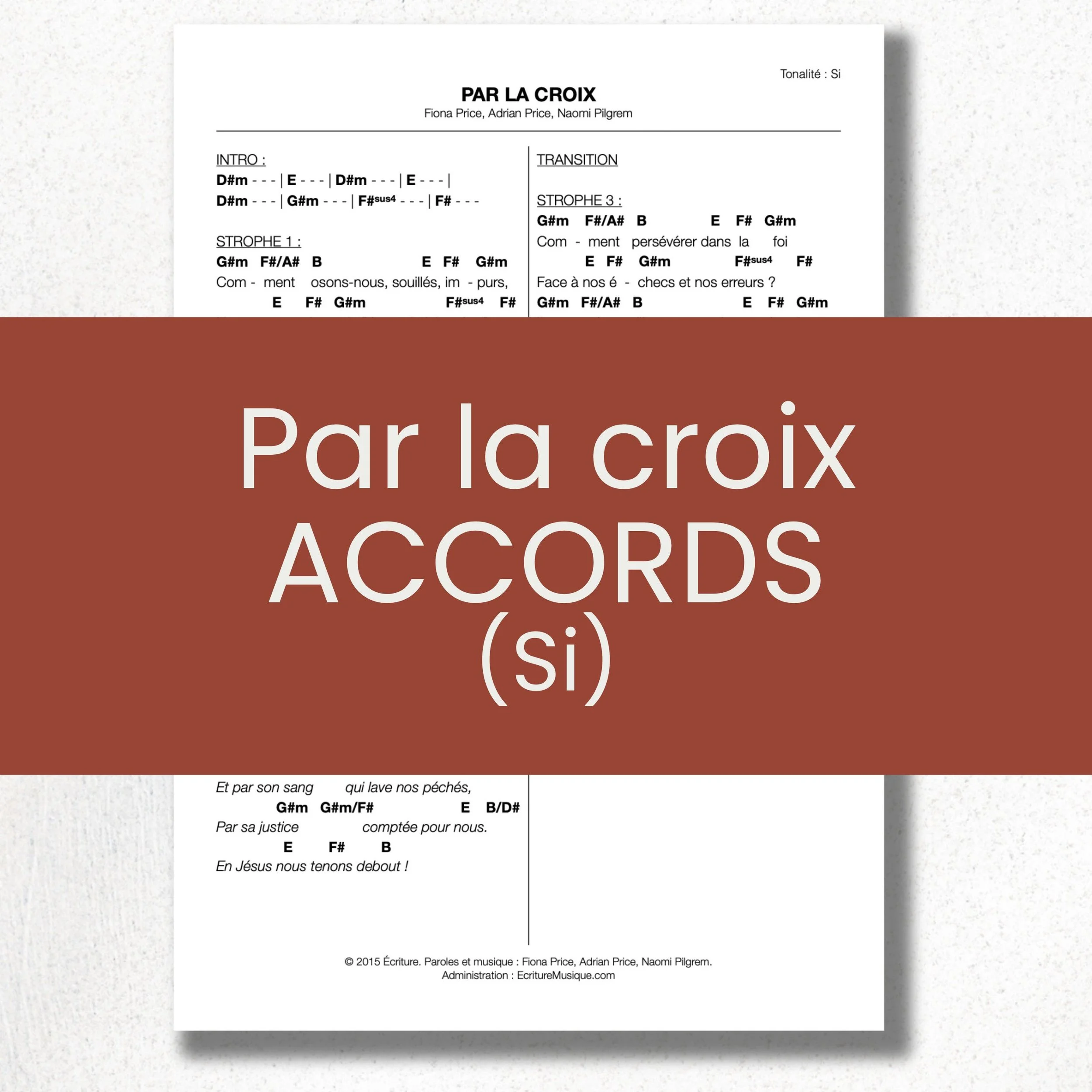 Par la croix : grille d'accords (Si)