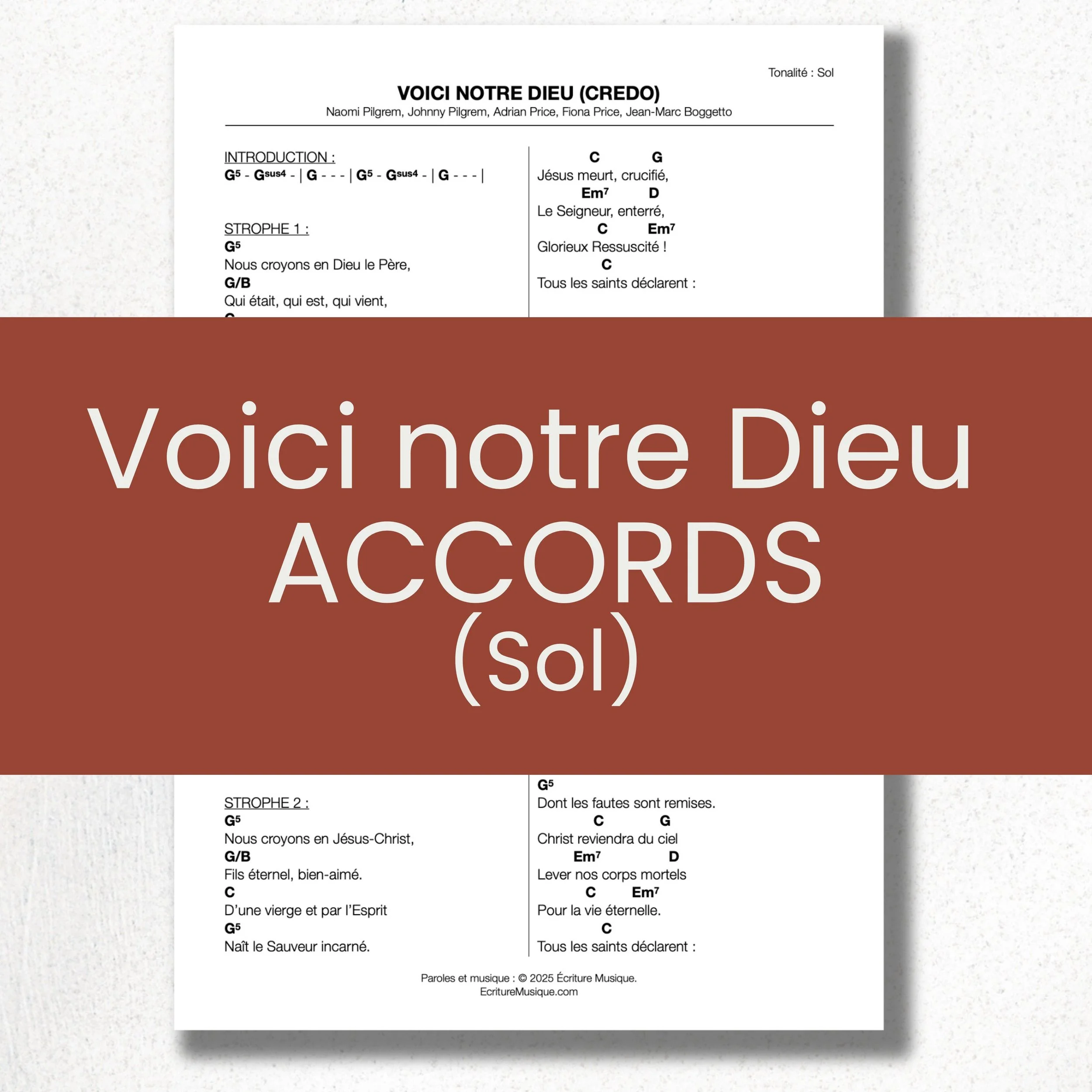 Voici notre Dieu (Credo) : grille d'accords (Sol)