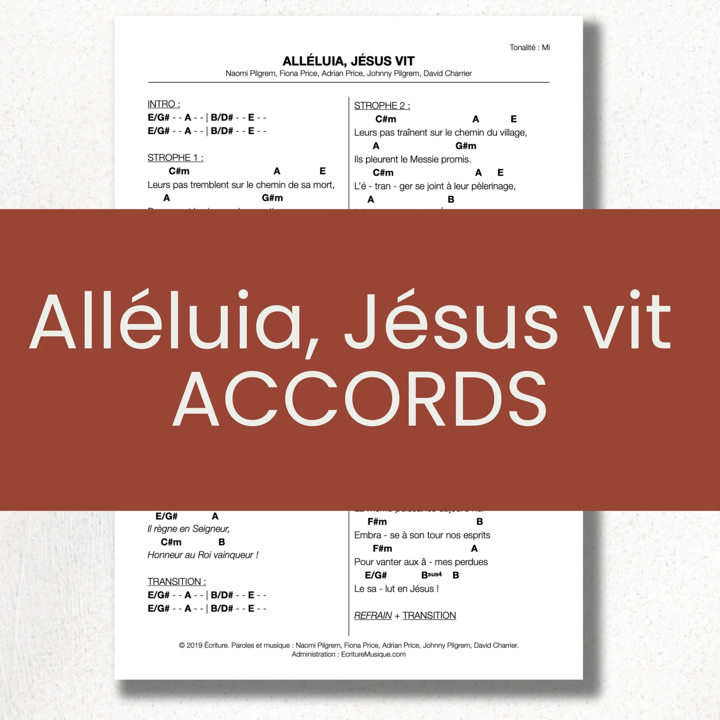 Alléluia, Jésus vit : grille d'accords