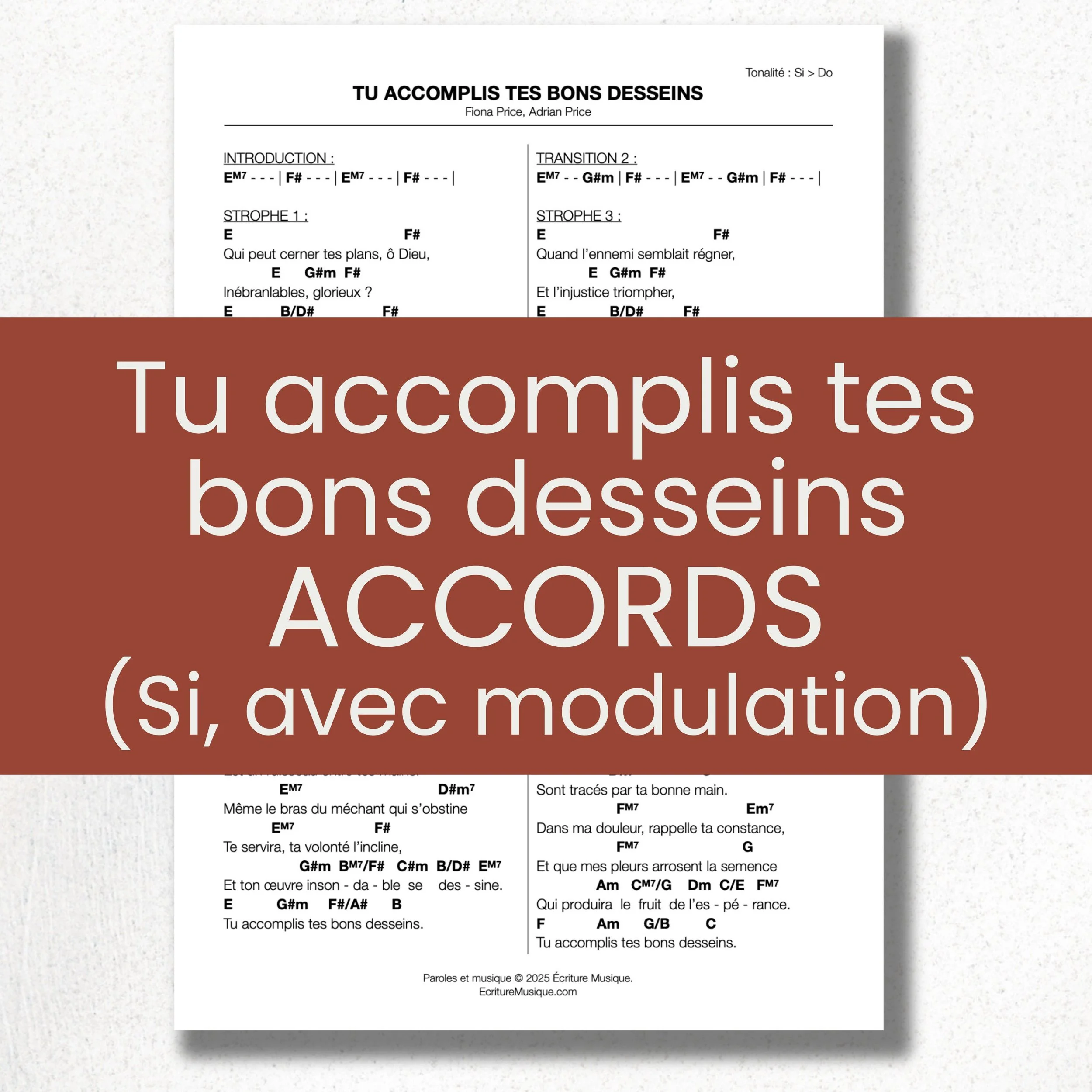 Tu accomplis tes bons desseins : grille d'accords (Si, avec modulation)