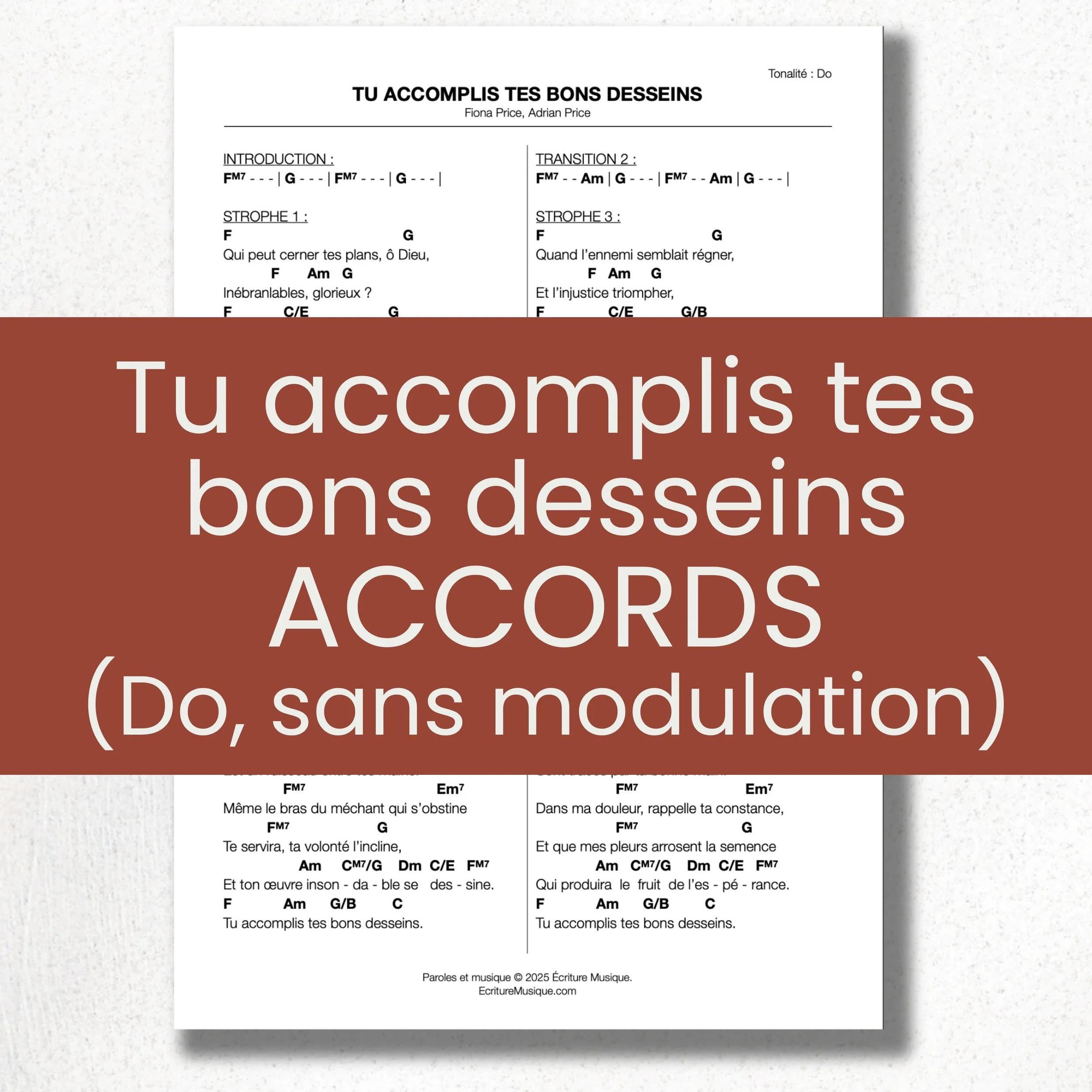 Tu accomplis tes bons desseins : grille d'accords (Do, sans modulation)