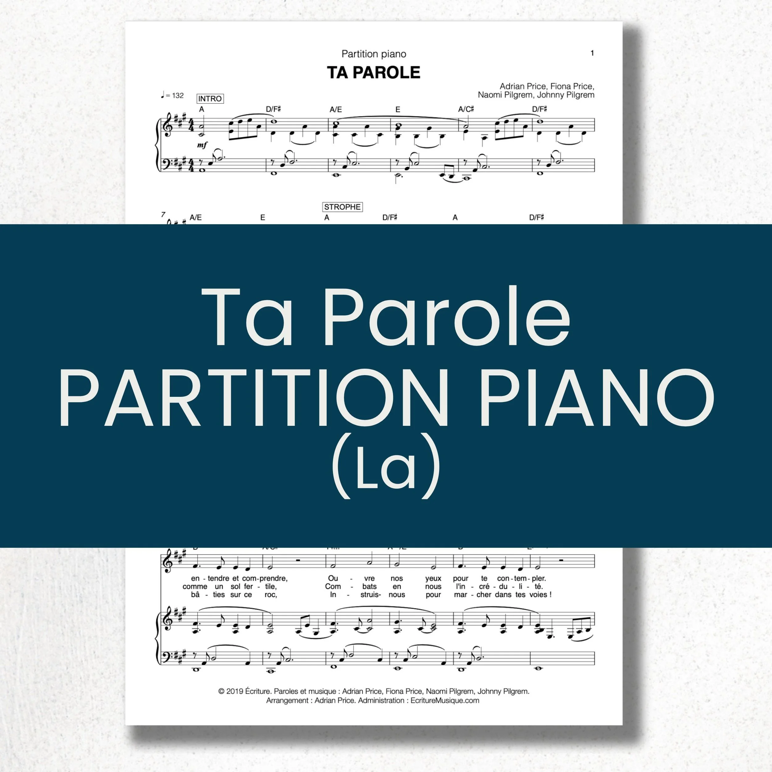 Ta Parole : partition piano (La)
