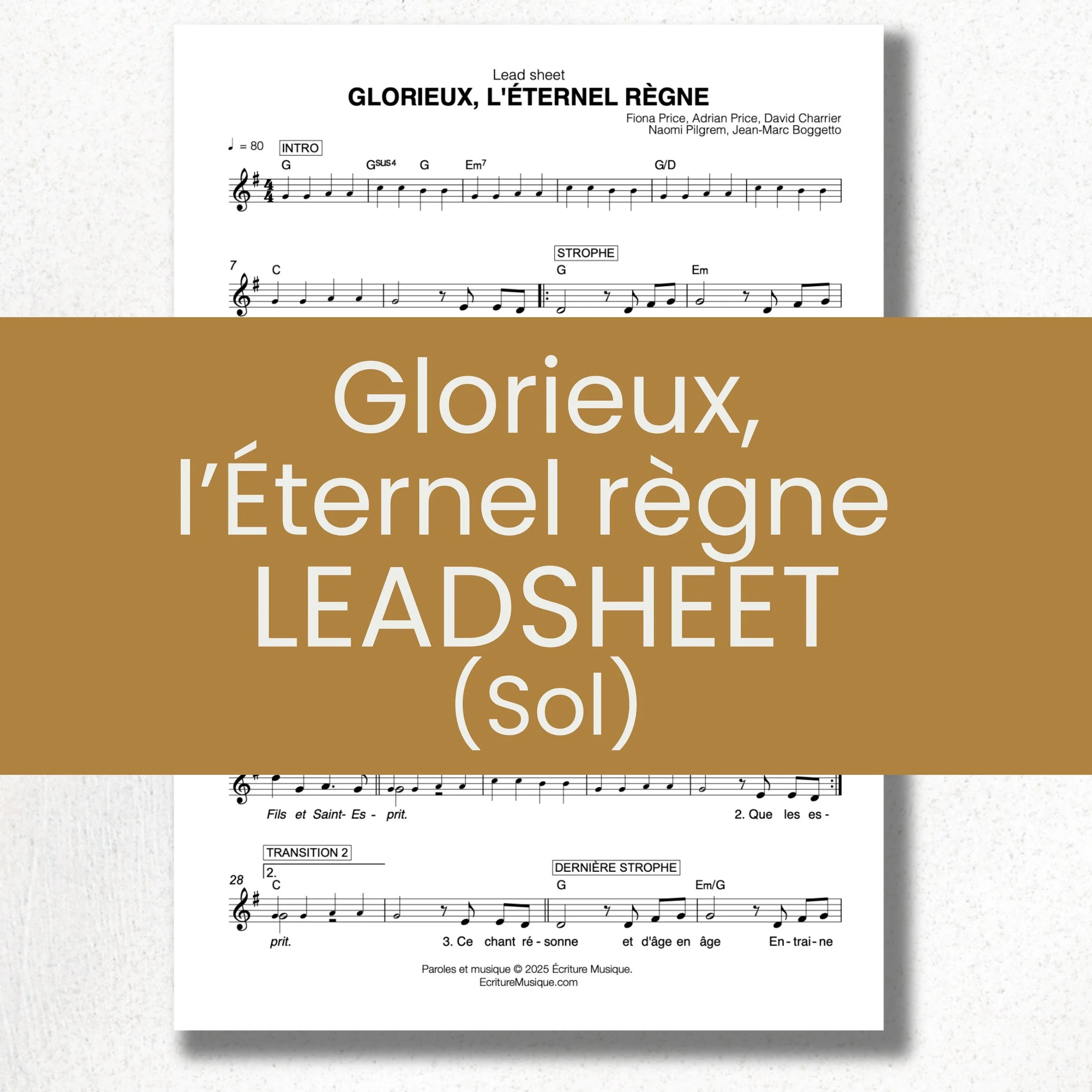 Glorieux, l'Éternel règne : leadsheet (Sol)