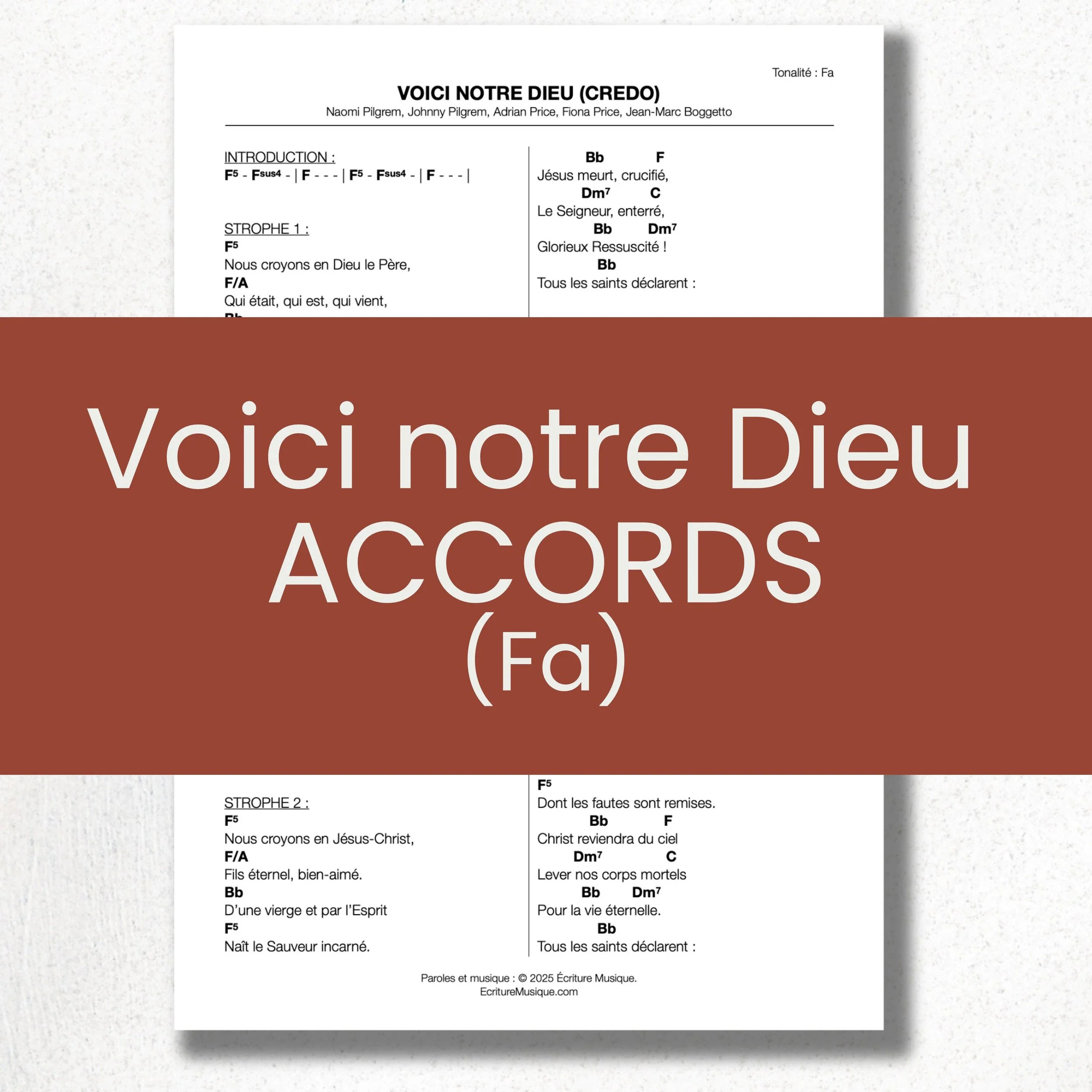 Voici notre Dieu (Credo) : grille d'accords (Fa)