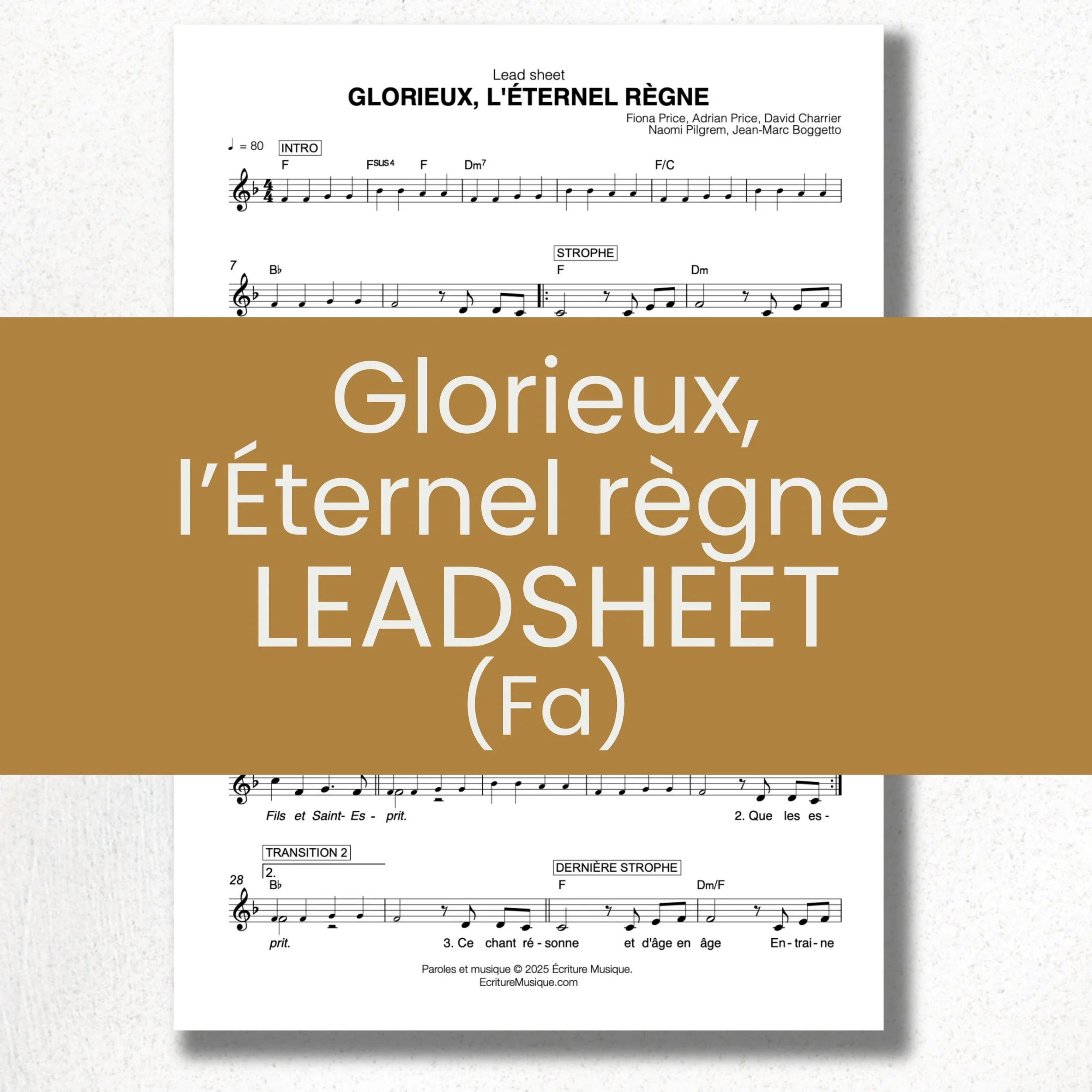 Glorieux, l'Éternel règne : leadsheet (Fa)