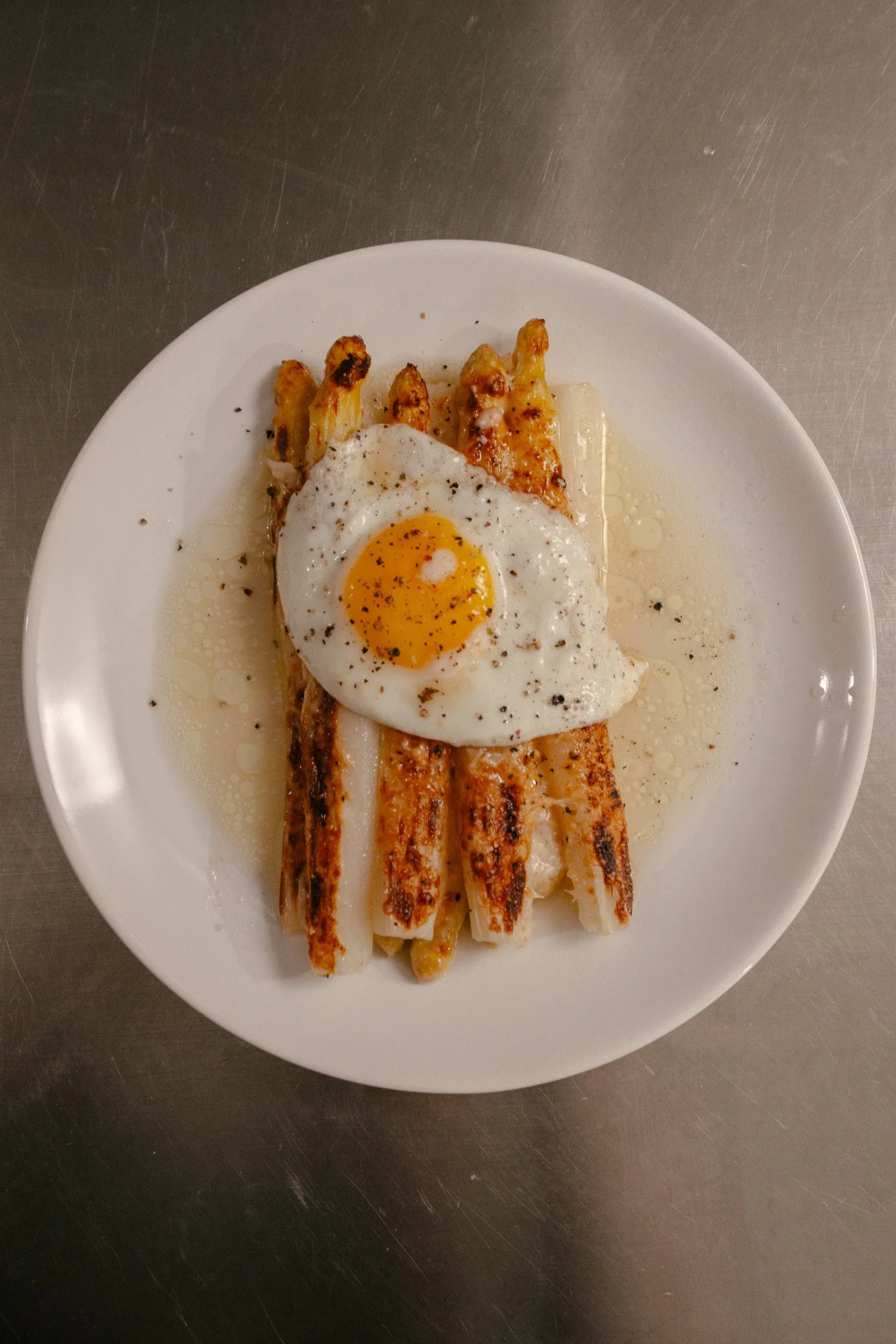 Asparagus au Gratin with Fried Eggs