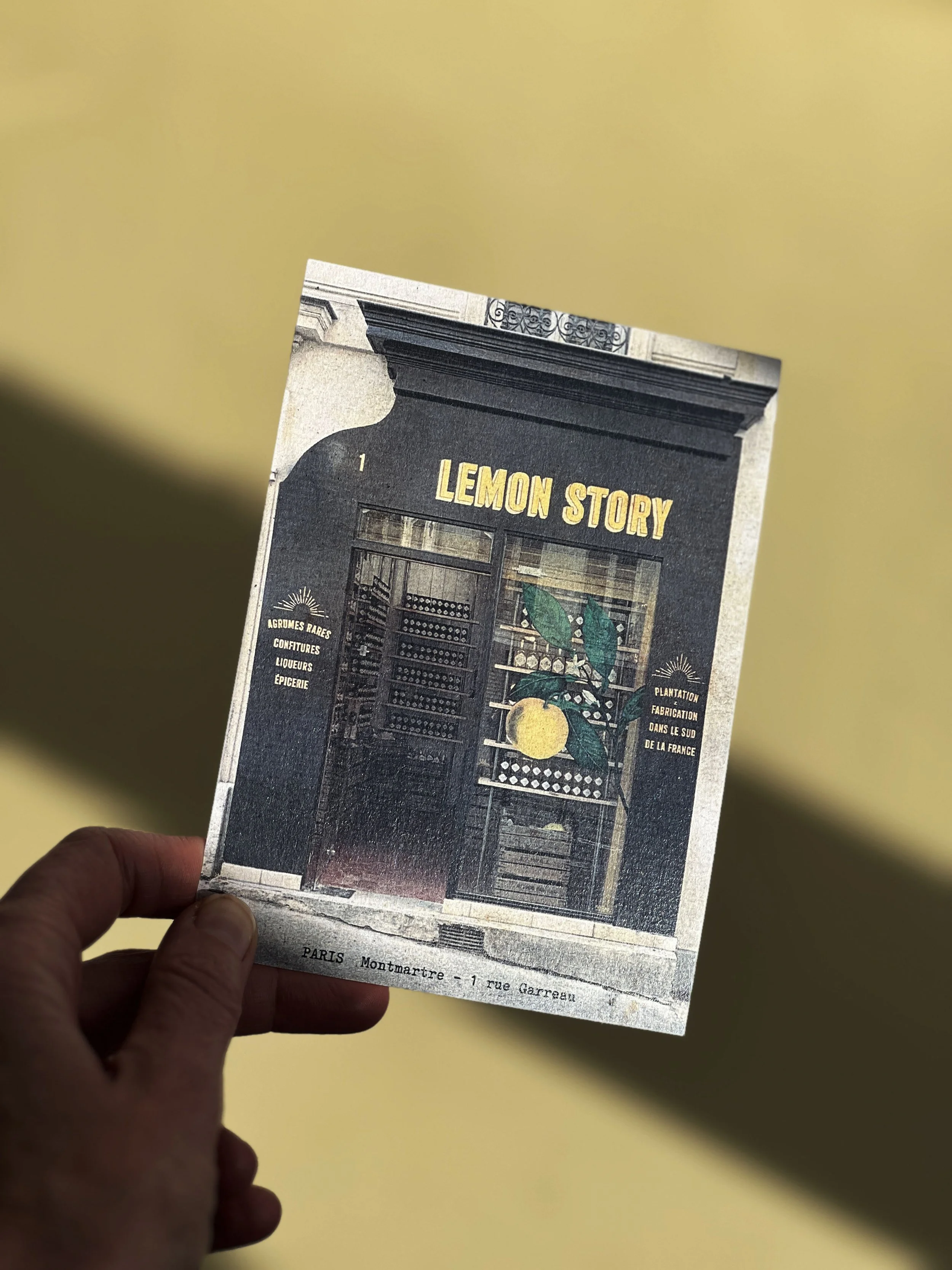Carte postale Lemon Story. Photo de la boutique.