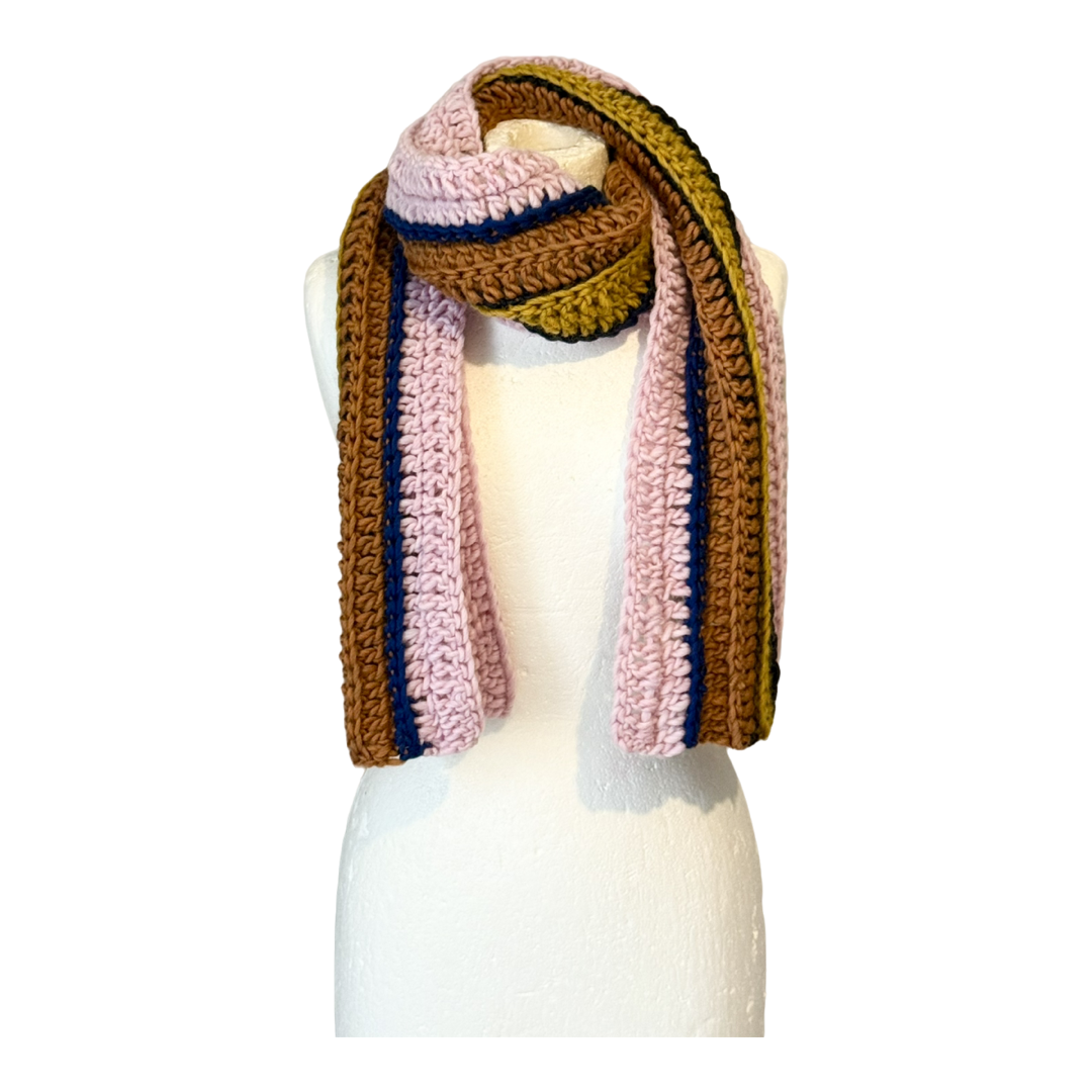 Colourblock Crochet Wool Scarf