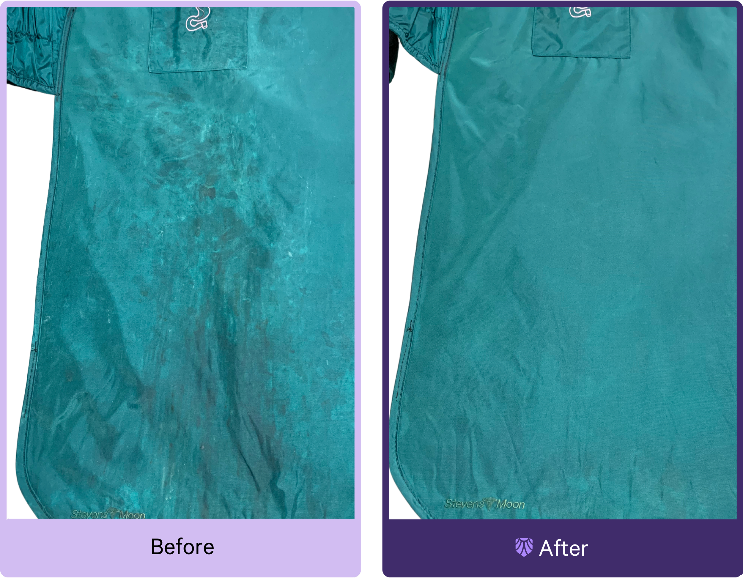 lead apron before and after RCS cleaning process