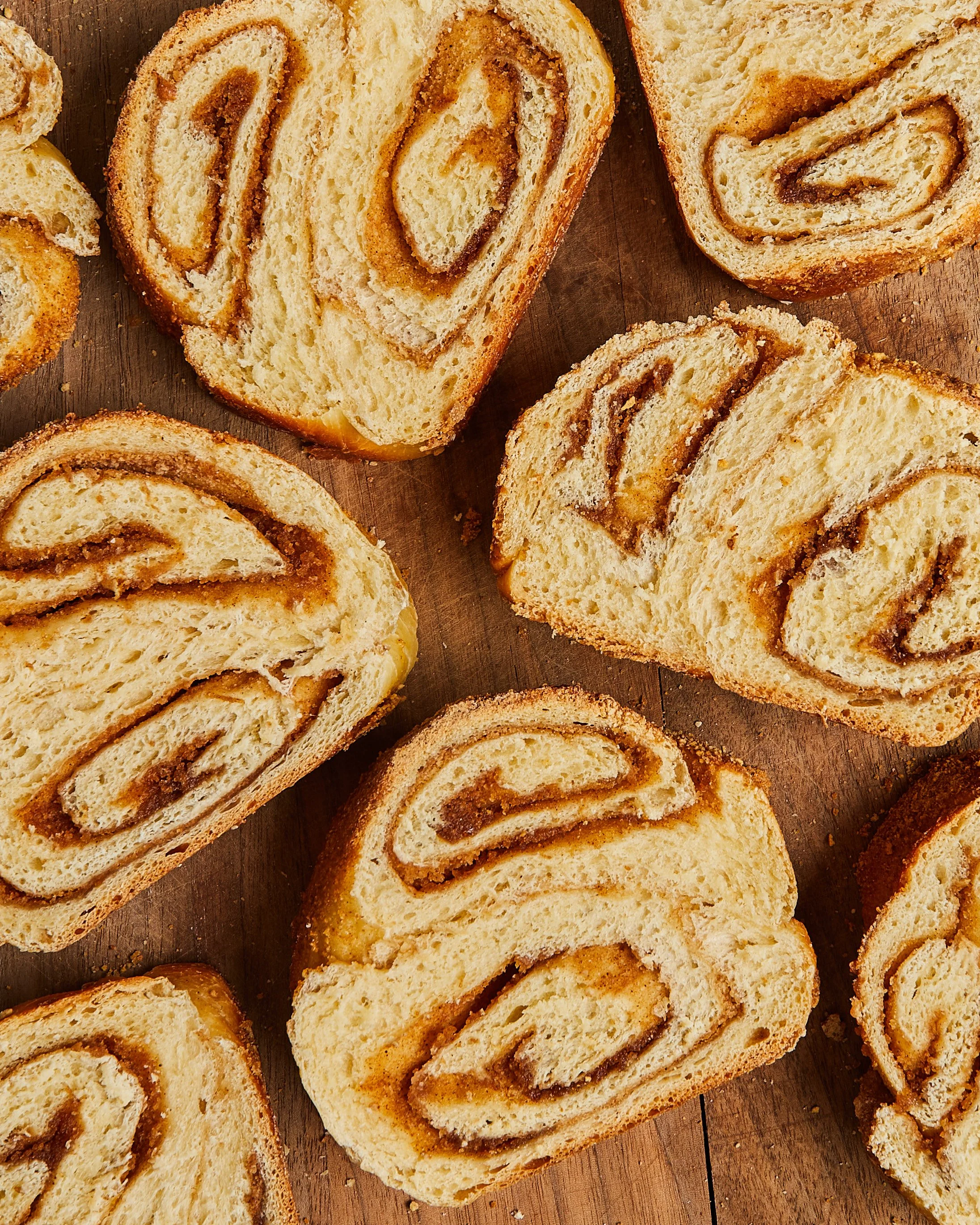 Graphic shot of marbled cinnamon Challah slices, photographed by Sarah Rocco - food styling, commercial food stylist NYC